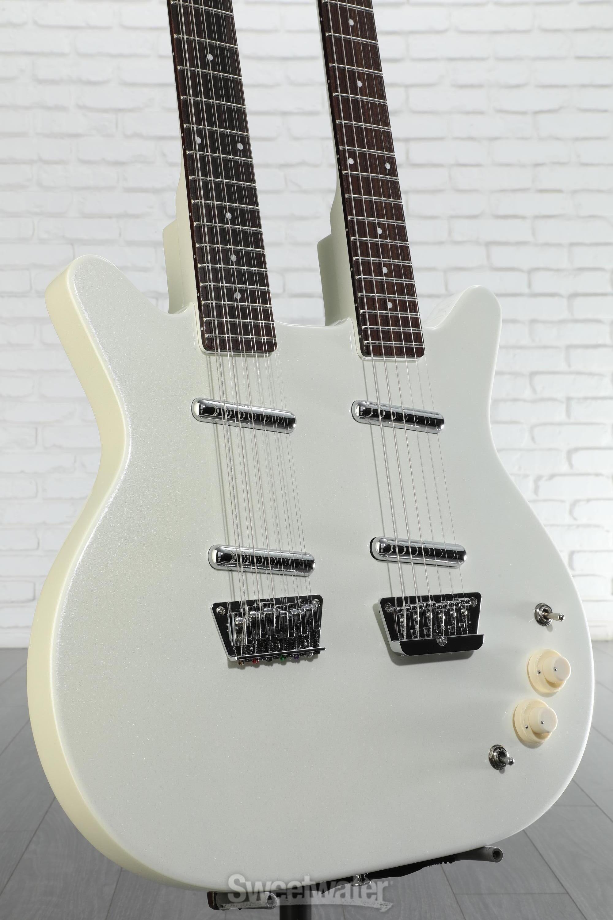 Danelectro Doubleneck Electric Guitar - White Pearl | Sweetwater