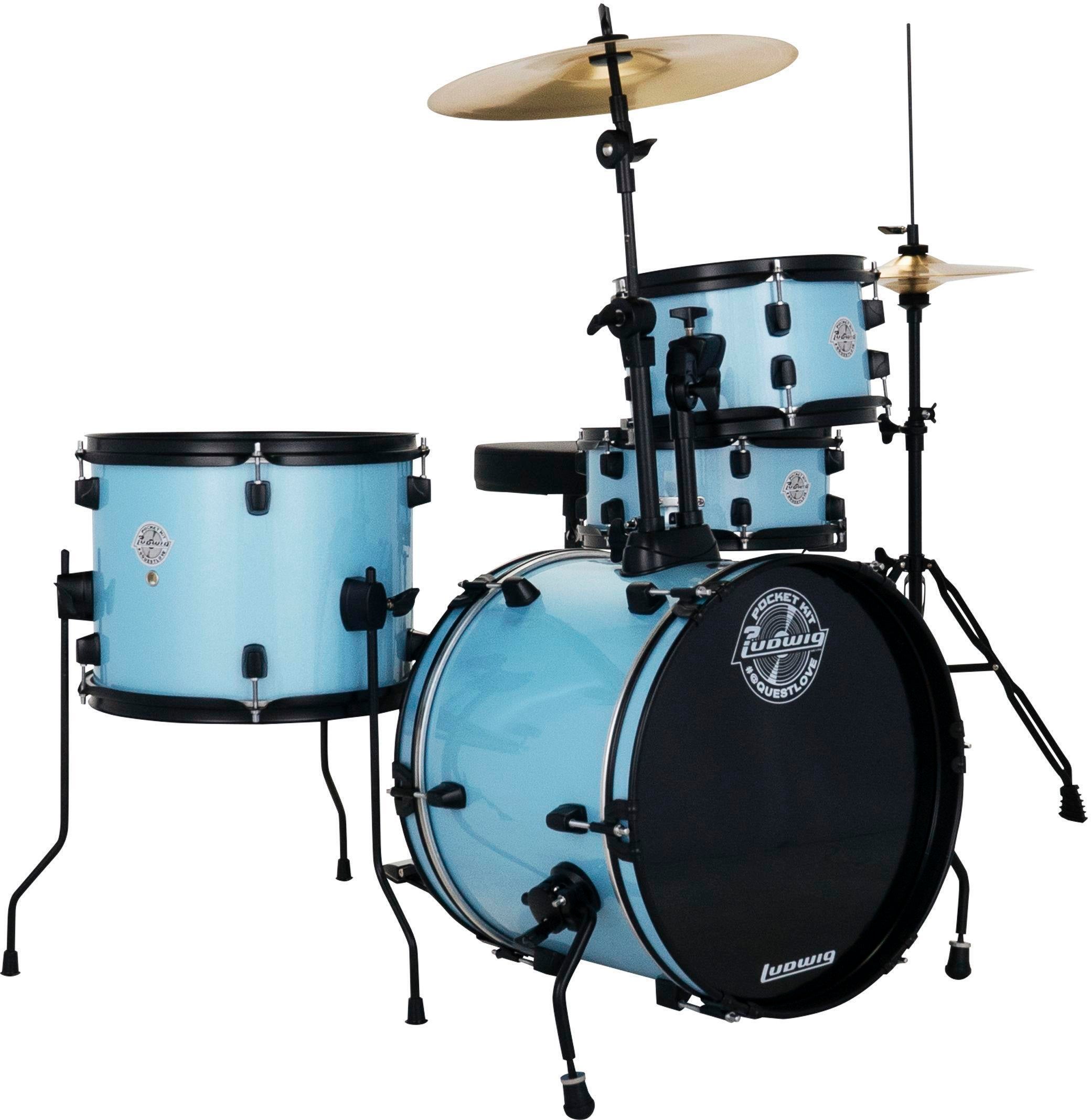 Photo of Ludwig Questlove Pocket Kit 4-piece Drum Set - Crystal Blue Sparkle