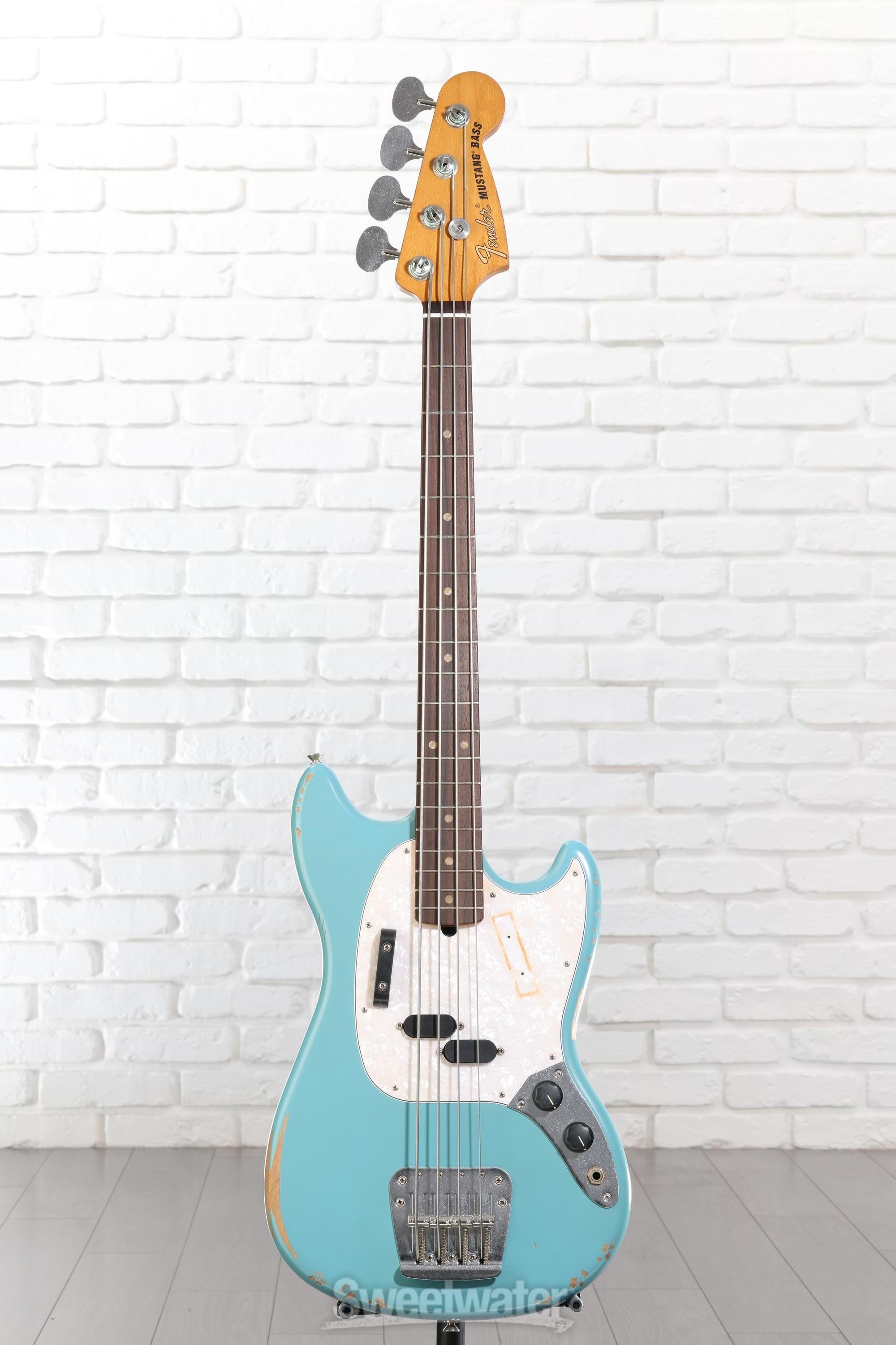 Fender JMJ Road Worn Mustang Bass Guitar - Faded Daphne Blue
