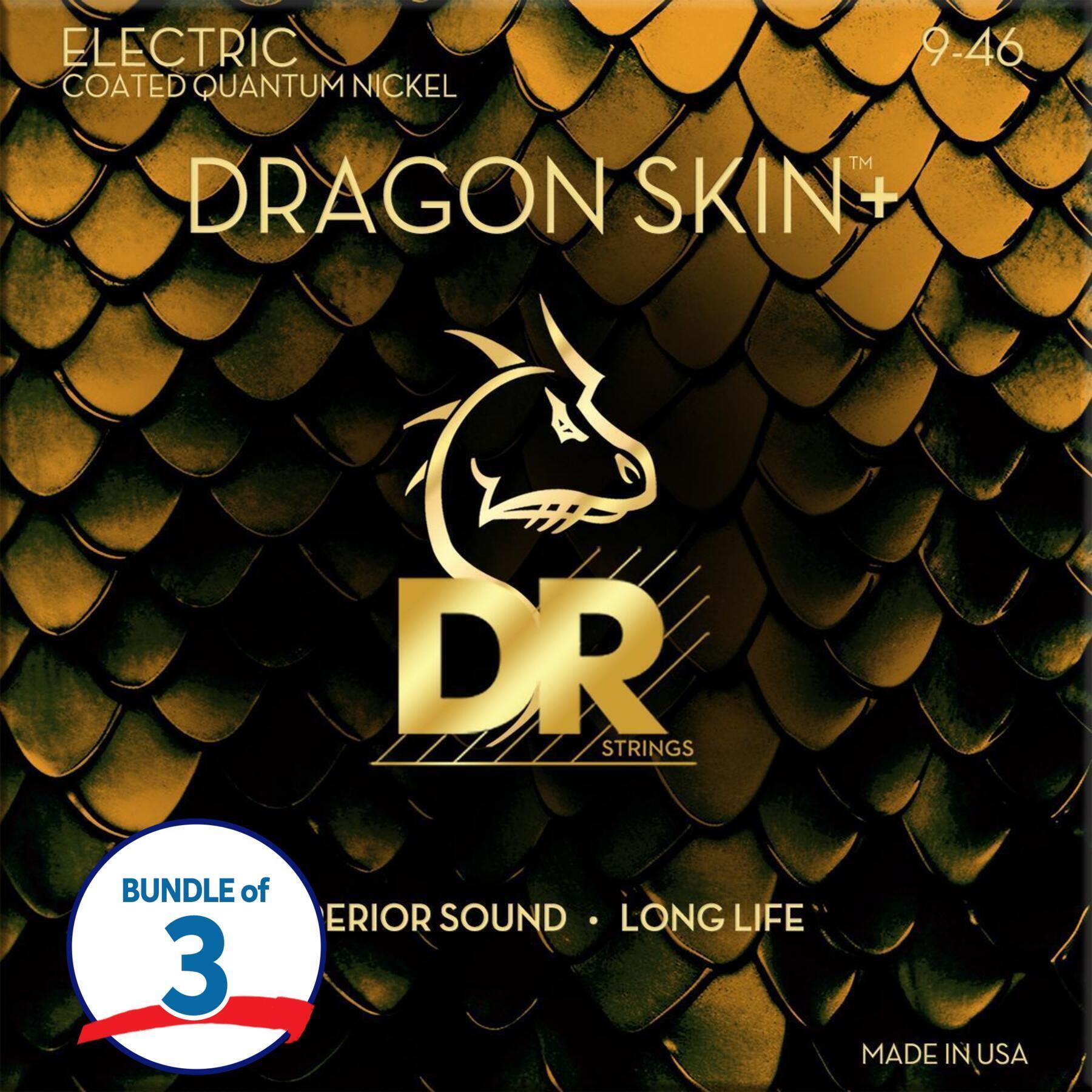 Photo of DR Strings Dragon Skin+ Quantum Nickel Coated Electric Guitar Strings (3 Pack) - Light to Medium .009-.046
