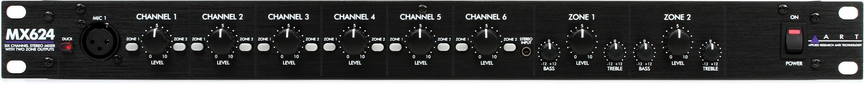 ART MX624 6-channel Stereo Mixer with Dual Zone Outputs