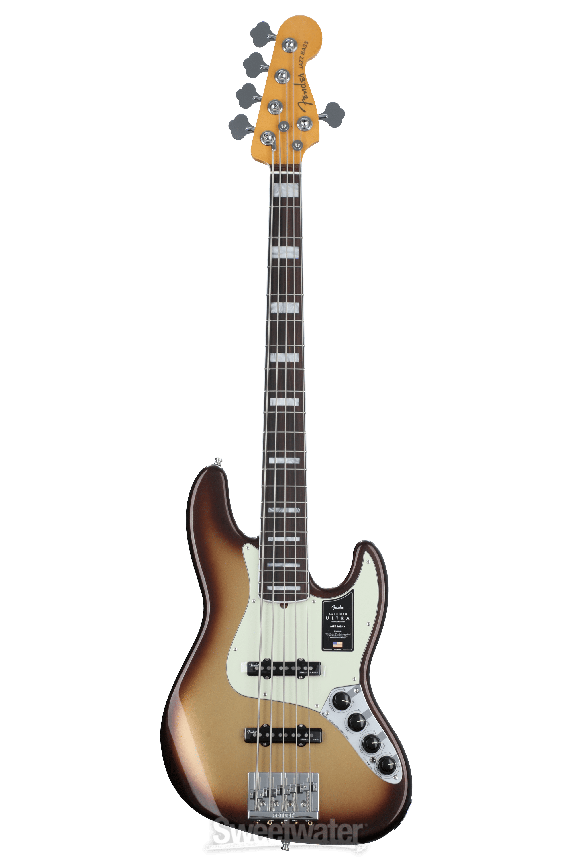 Fender American Ultra Jazz Bass V Mocha Burst With Rosewood Fingerboard Sweetwater