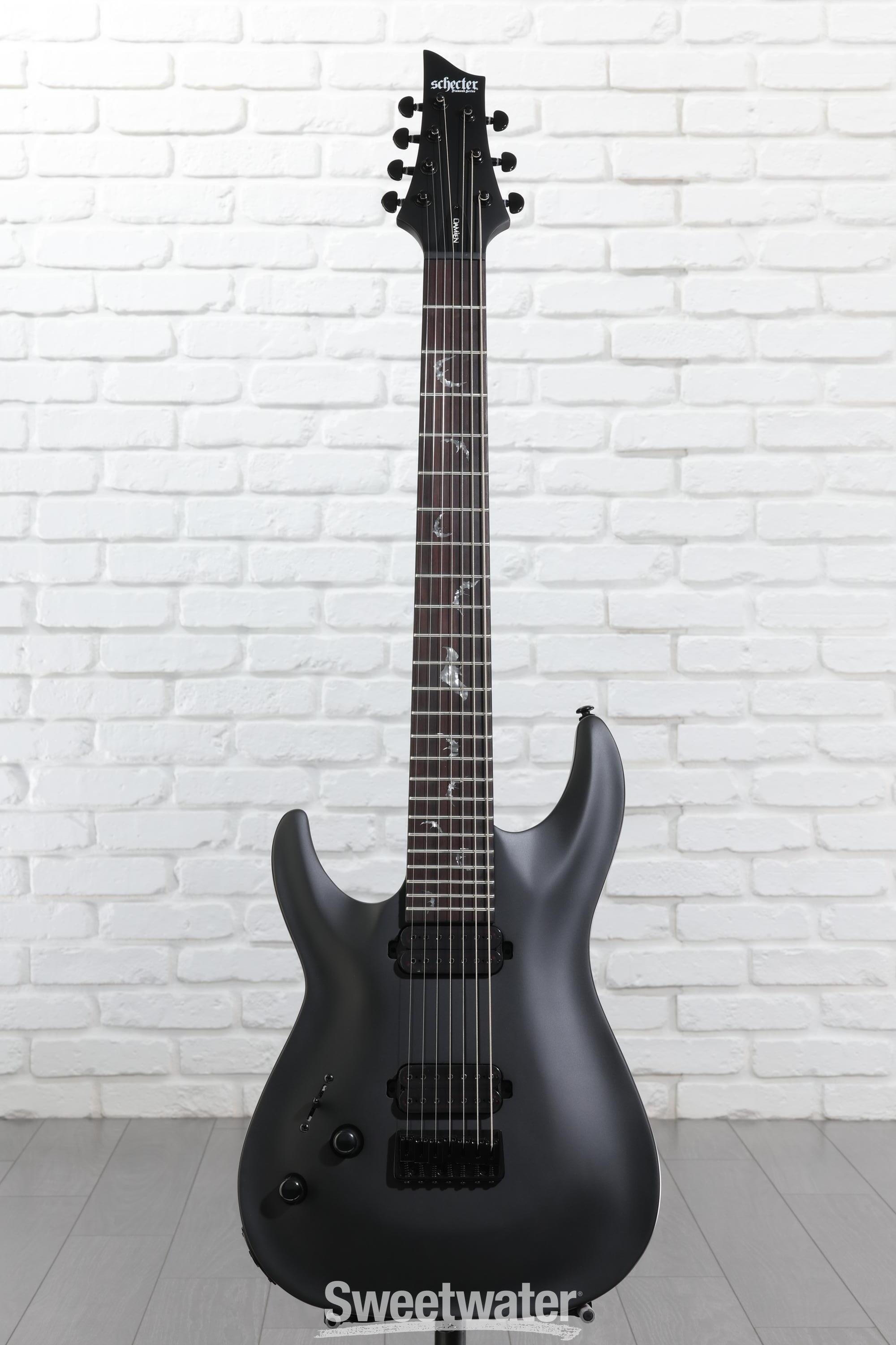 Schecter Damien-7 SBK Left-handed Electric Guitar - Satin Black