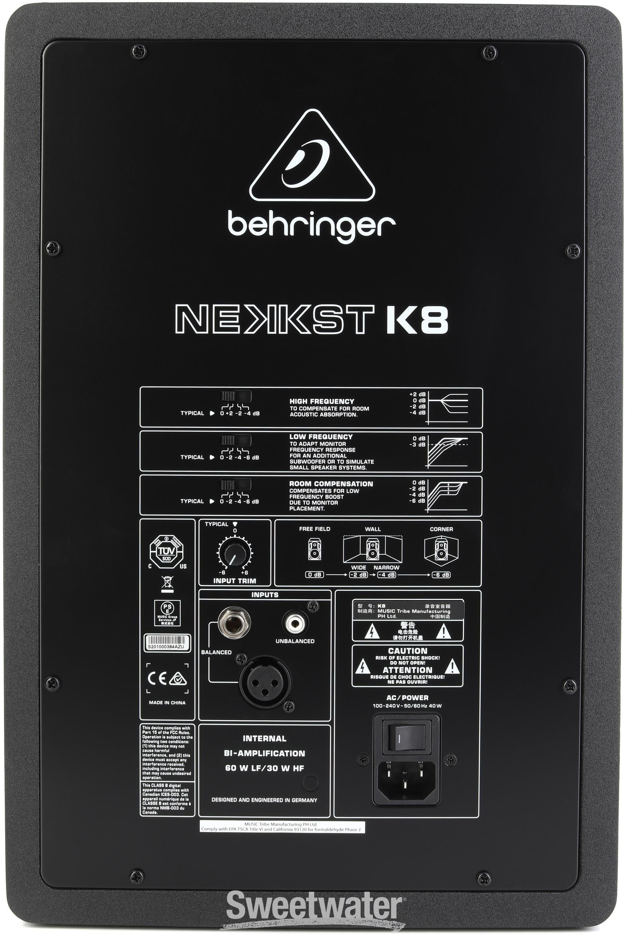 Behringer NEKKST K8 8インチスタジオモニタースピーカー① BEHRINGER 8インチ2-WayパワードモニタースピーカーK8 NEKKST