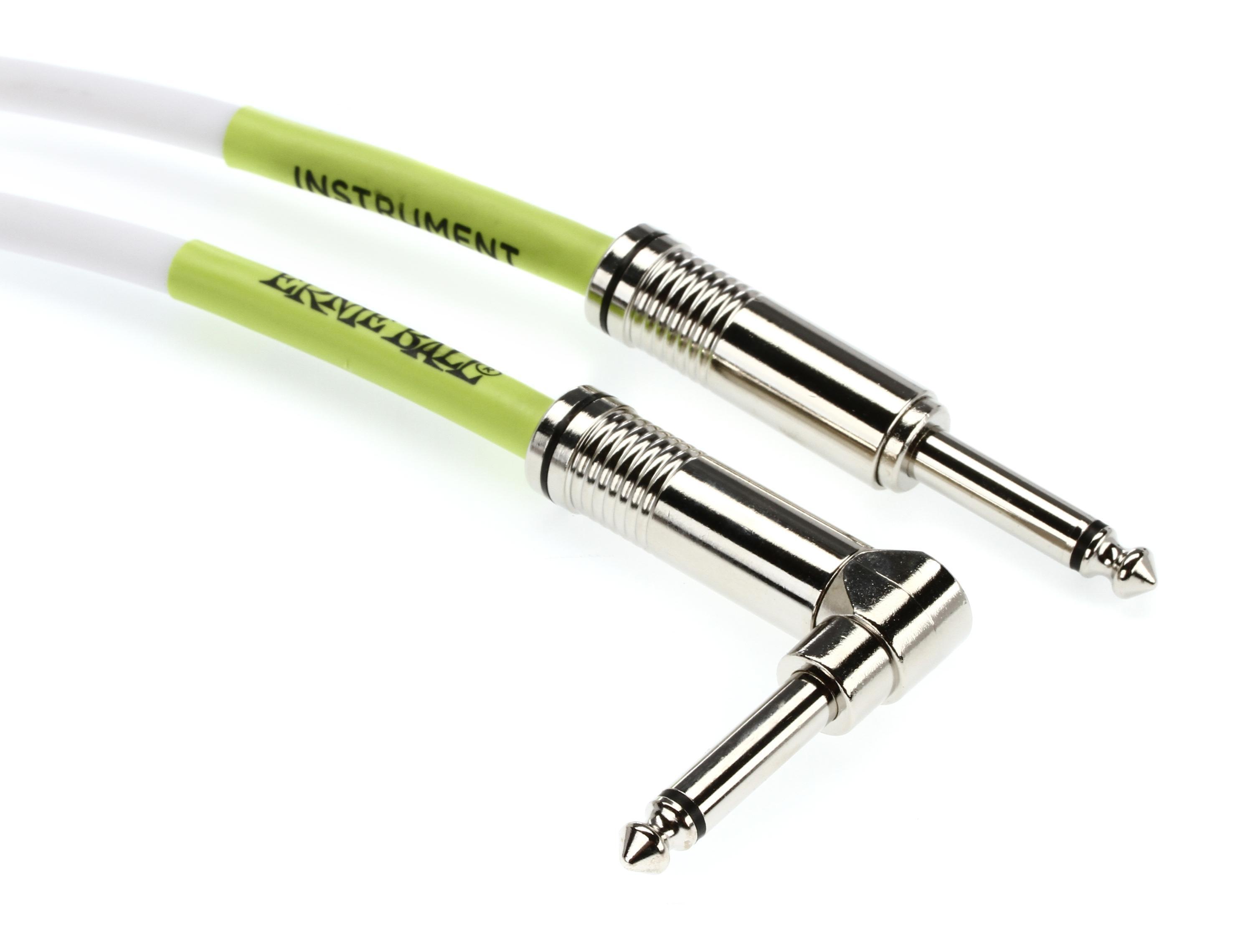Photo of Ernie Ball P06047 Classic Straight to Right Angle Instrument Cable - 20 foot White