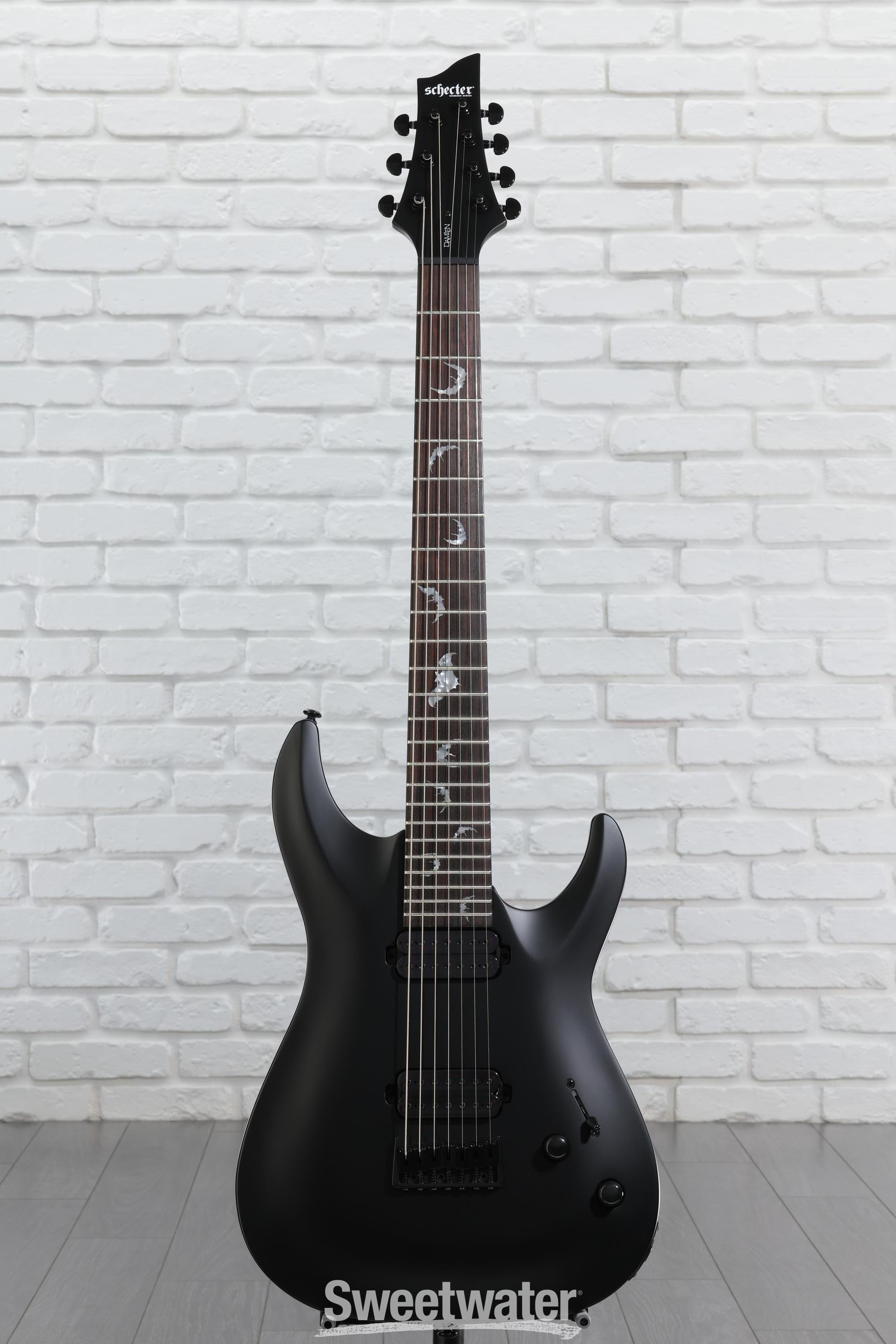 Schecter Damien-7 SBK Electric Guitar - Satin Black | Sweetwater