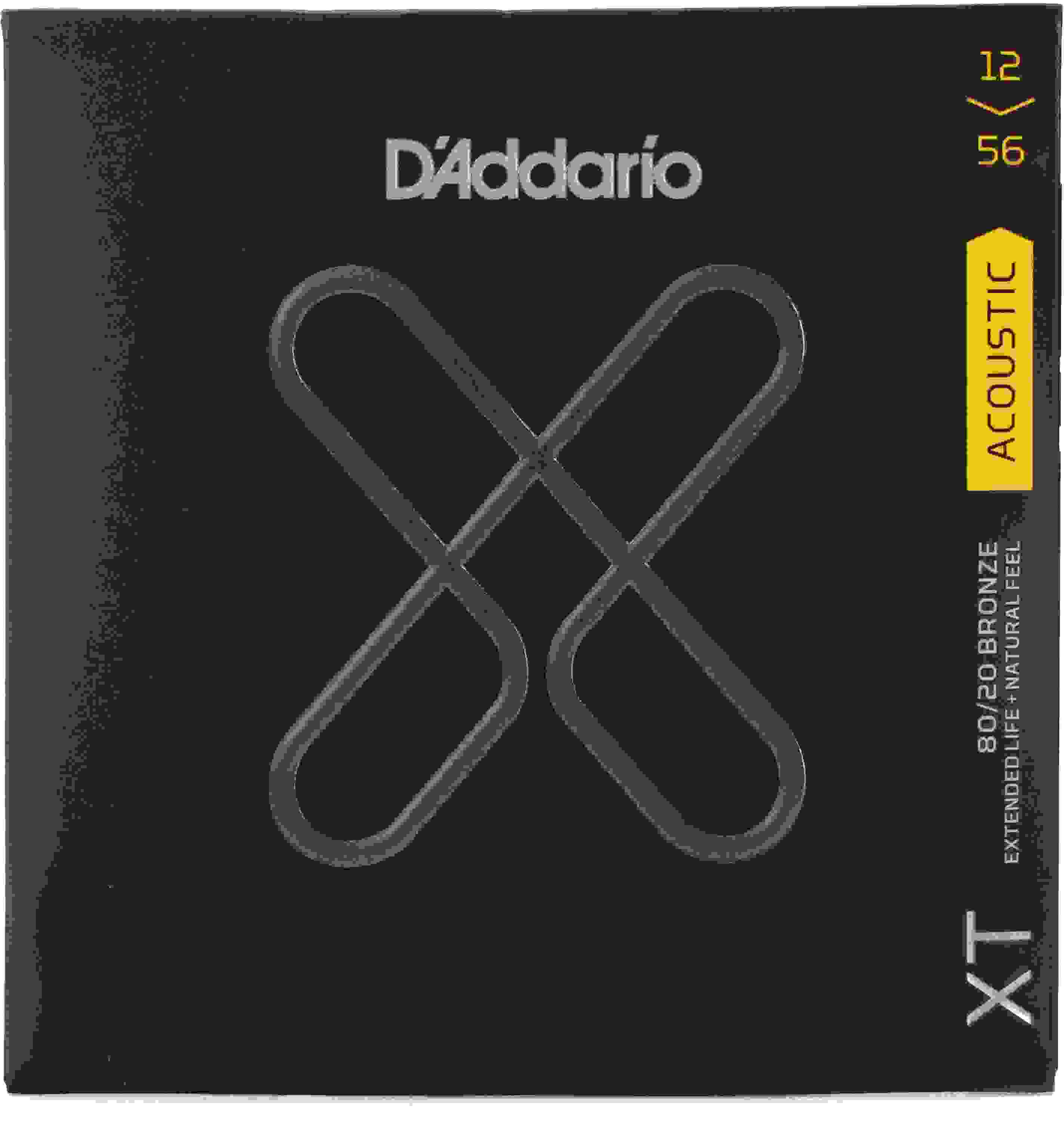 D'Addario XTABR1256 XT 80/20 Bronze Coated Acoustic Guitar Strings - .012-.056 Light Top/Medium Bottom