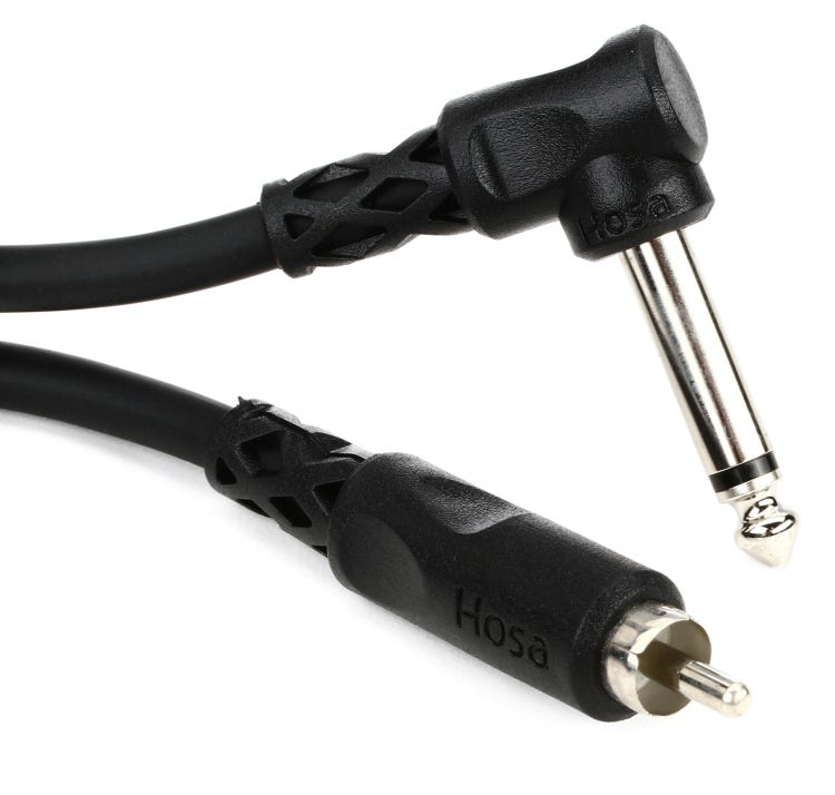 Hosa CPR-103R Interconnect Cable - Right-angle 1/4-inch TS Male to