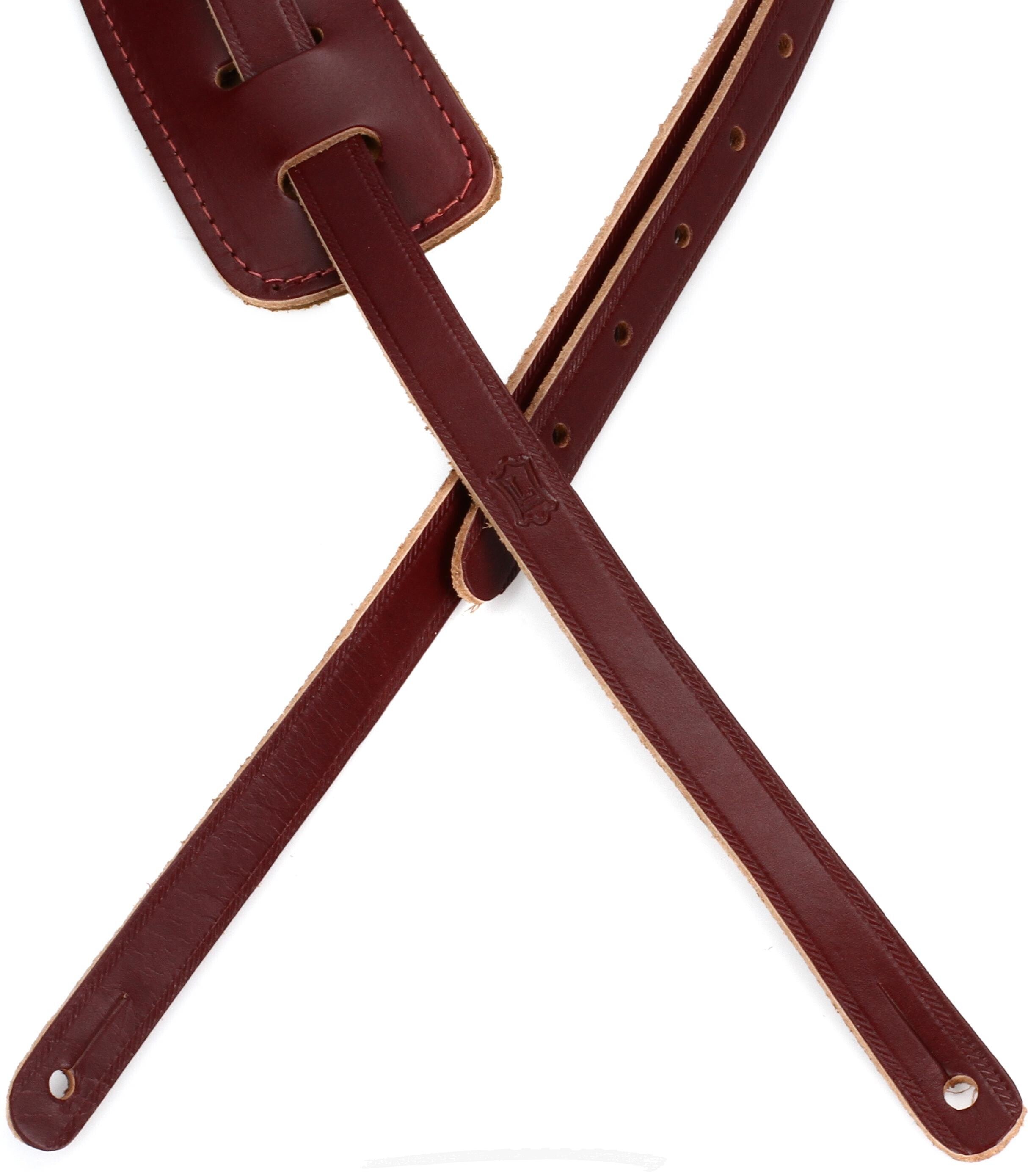 Levy s M25 Veg Tan Leather Guitar Strap Burgundy Sweetwater