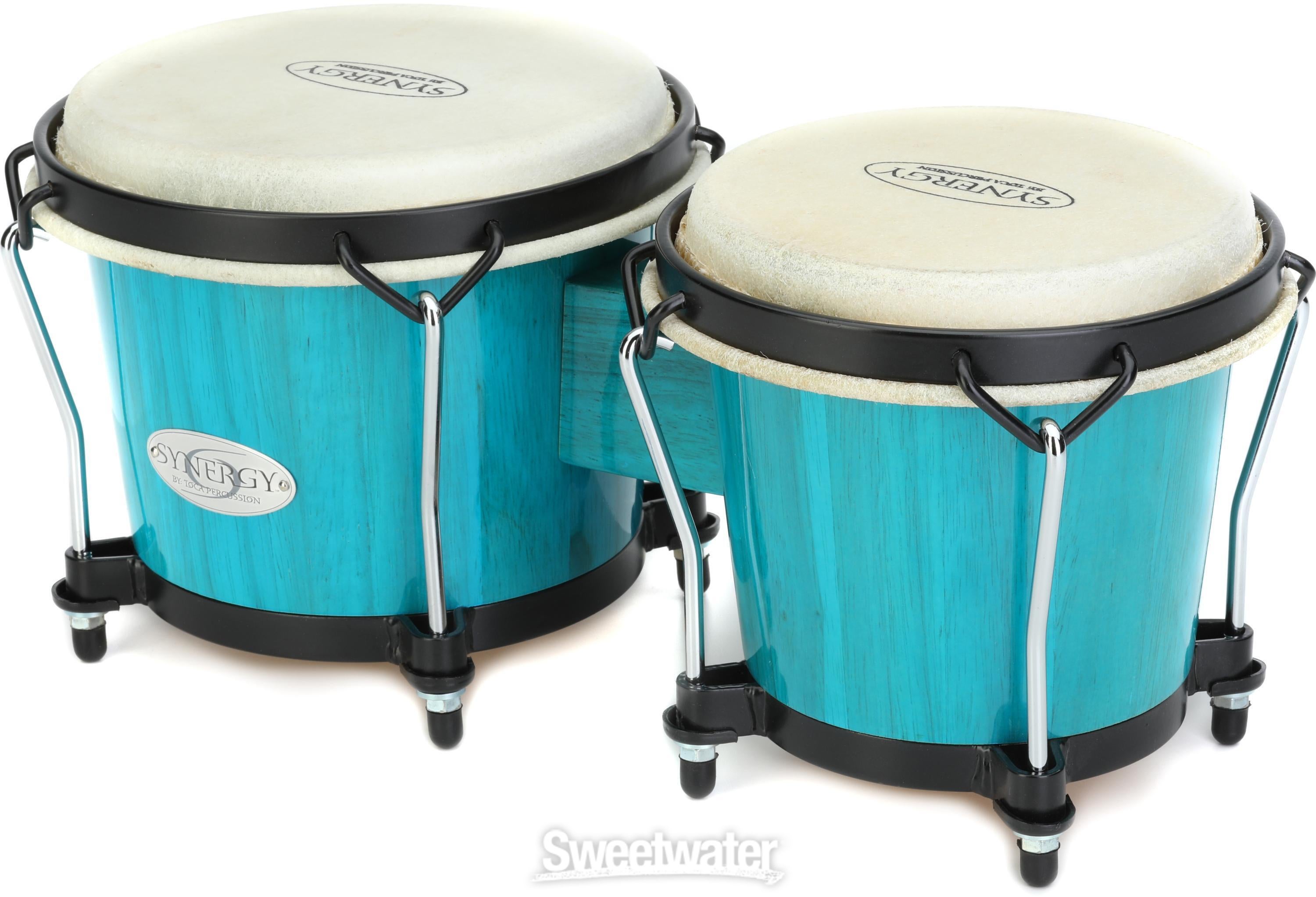 Toca Percussion Synergy Wood Bongos - Bahama Blue | Sweetwater