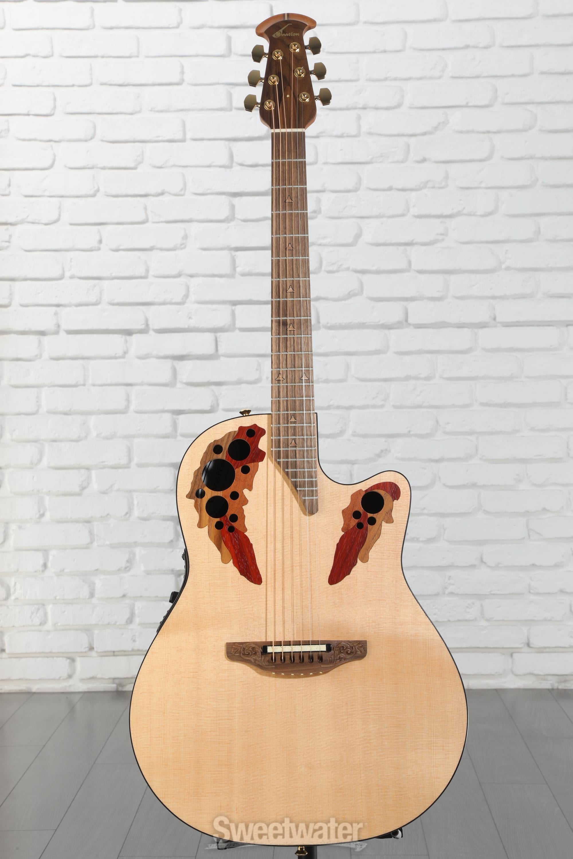 Ovation USA Elite Deep Cutaway E-Acoustic Guitar - Natural