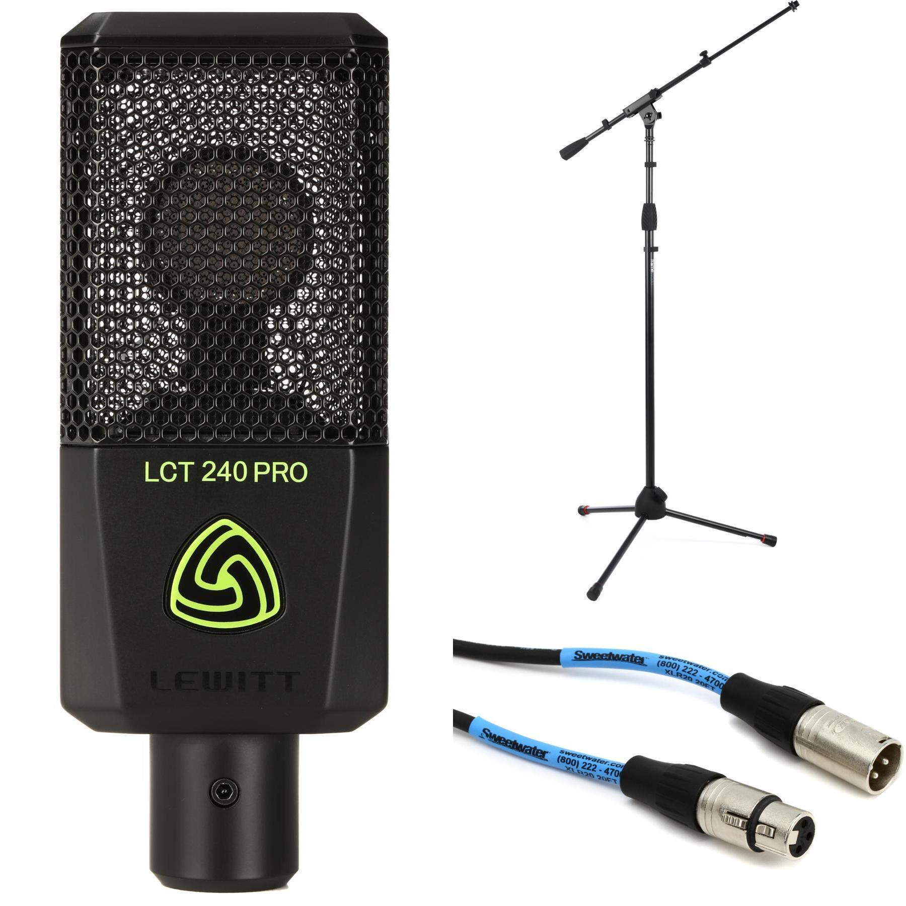 Lewitt LCT 240 PRO Value Pack Condenser Microphone With Shockmount, Stand,  and Cable - Black