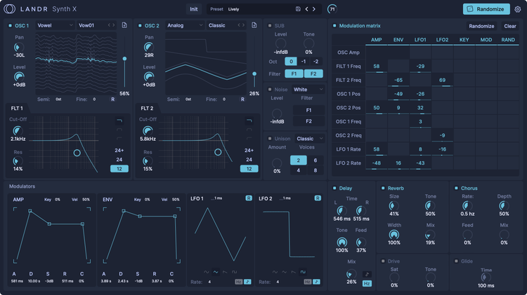 LANDR Synth X Virtual Synthesizer Plug-in