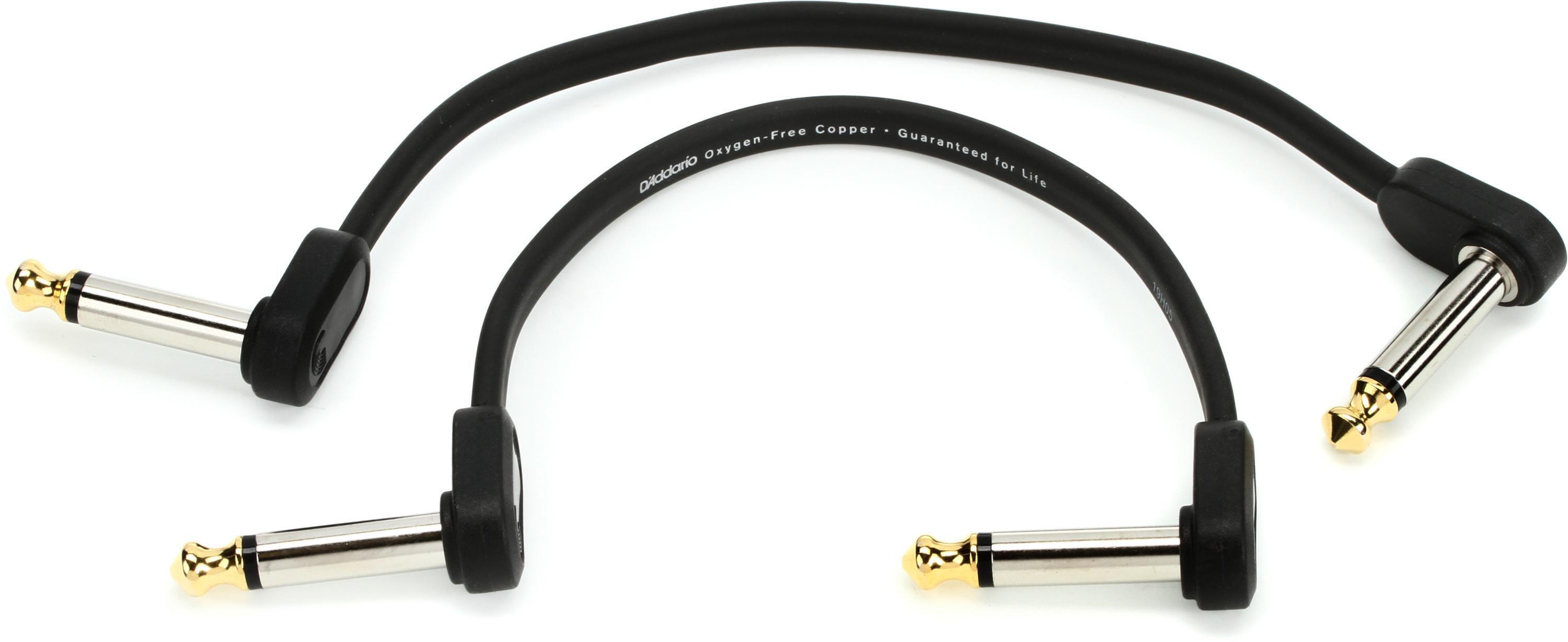 Photo of D'Addario PW-FPRR-206OS Offset Right Angle to Right Angle Flat Patch Cable - 6 inch (Twin-pack)