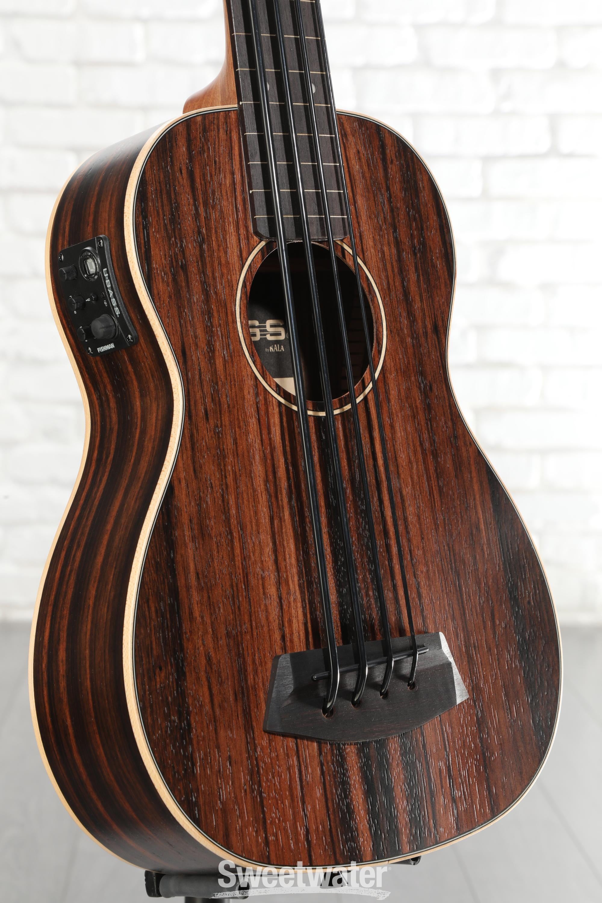 Kala U-Bass Fretless Acoustic-Electric Bass Ukulele - Striped