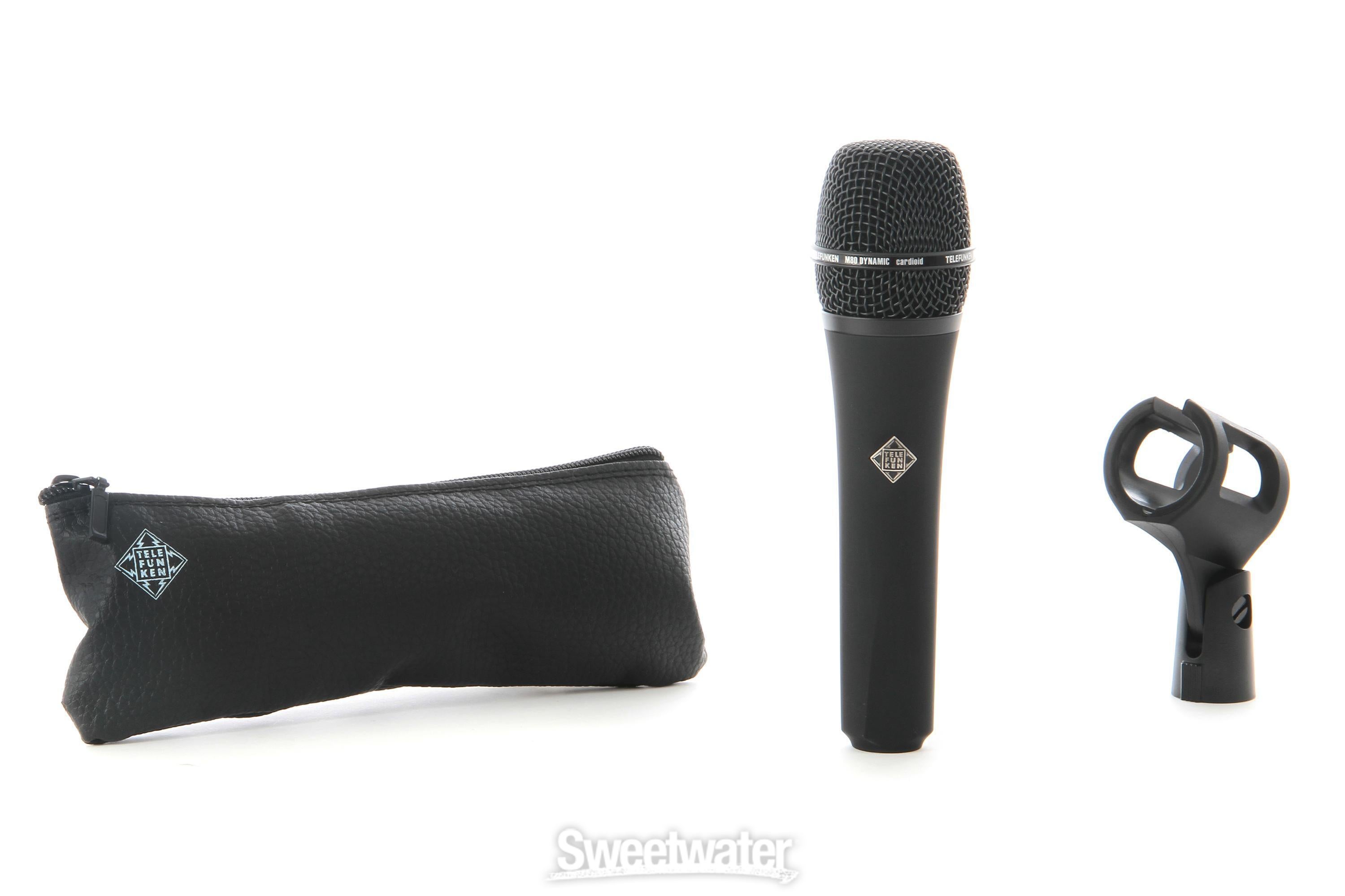 Telefunken M80 Supercardioid Dynamic Microphone Bundle with Stand and Cable  - Black
