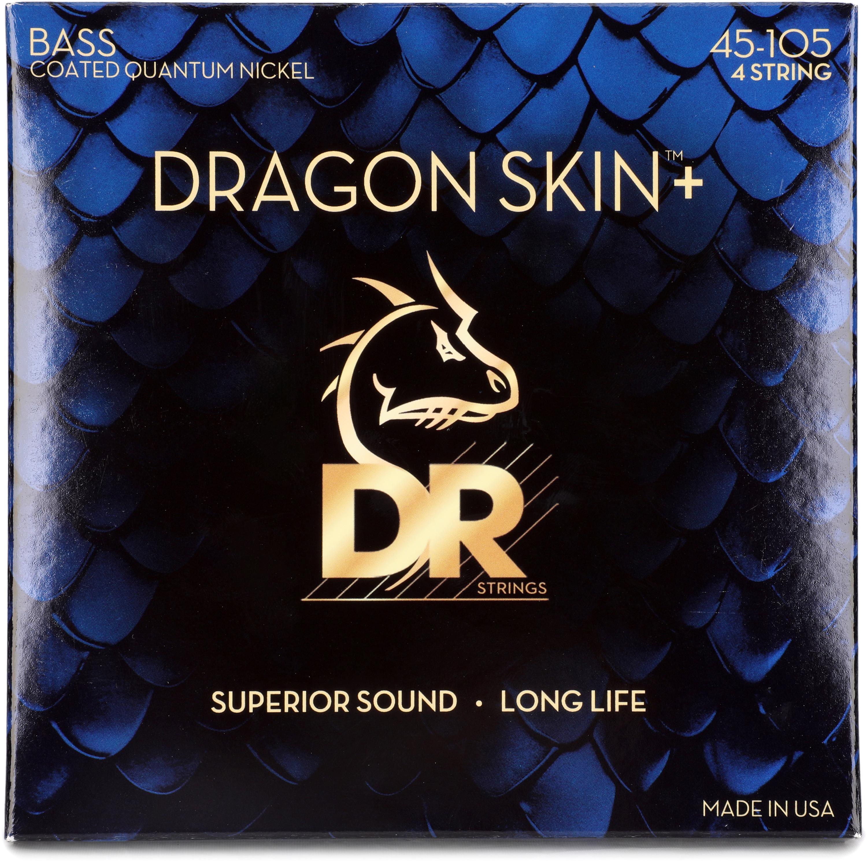 Photo of DR Strings Dragon Skin+ Coated Bass Guitar Strings - .045-.105 Medium