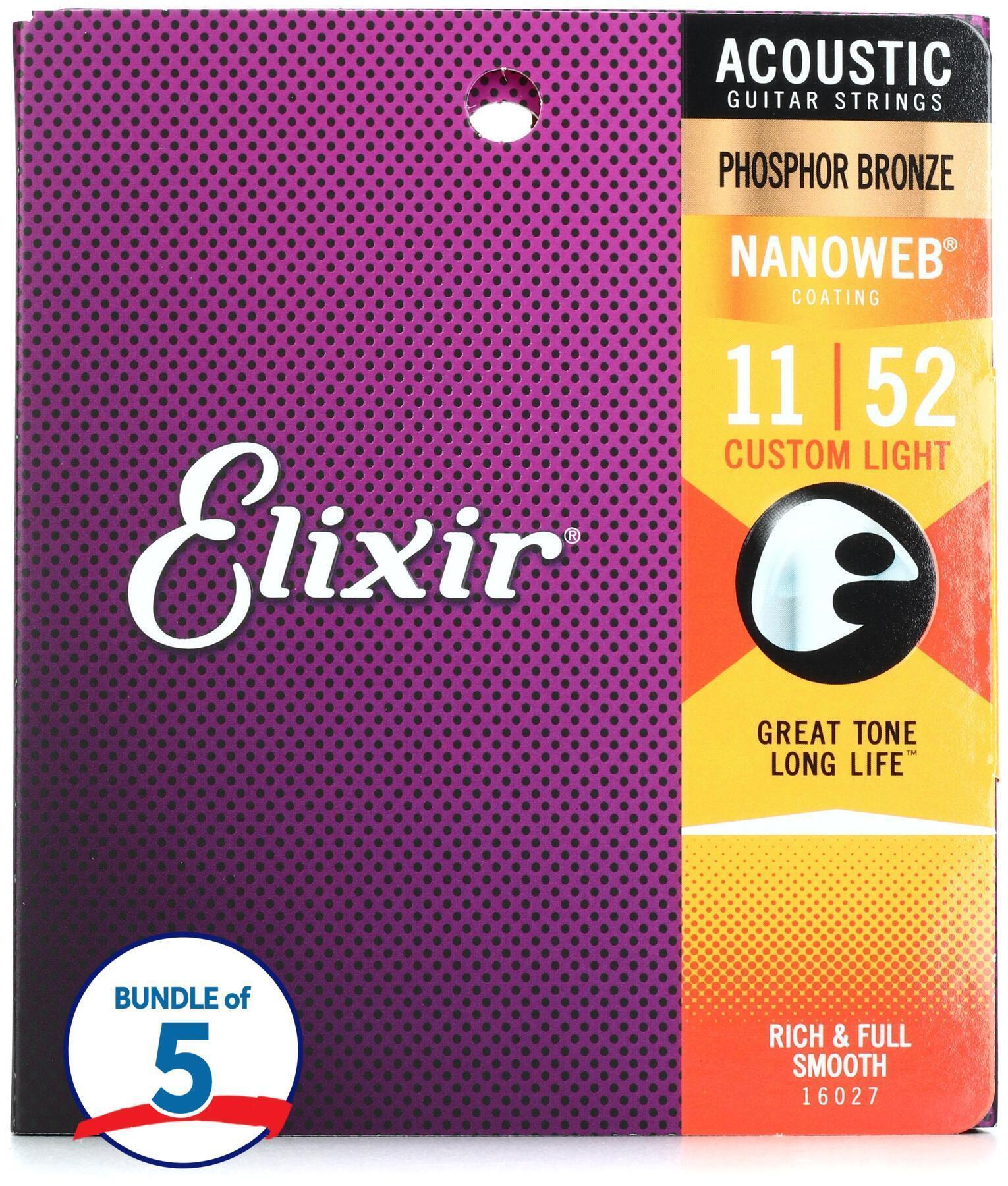 Elixir Strings 16027 Nanoweb Phosphor Bronze Acoustic Guitar