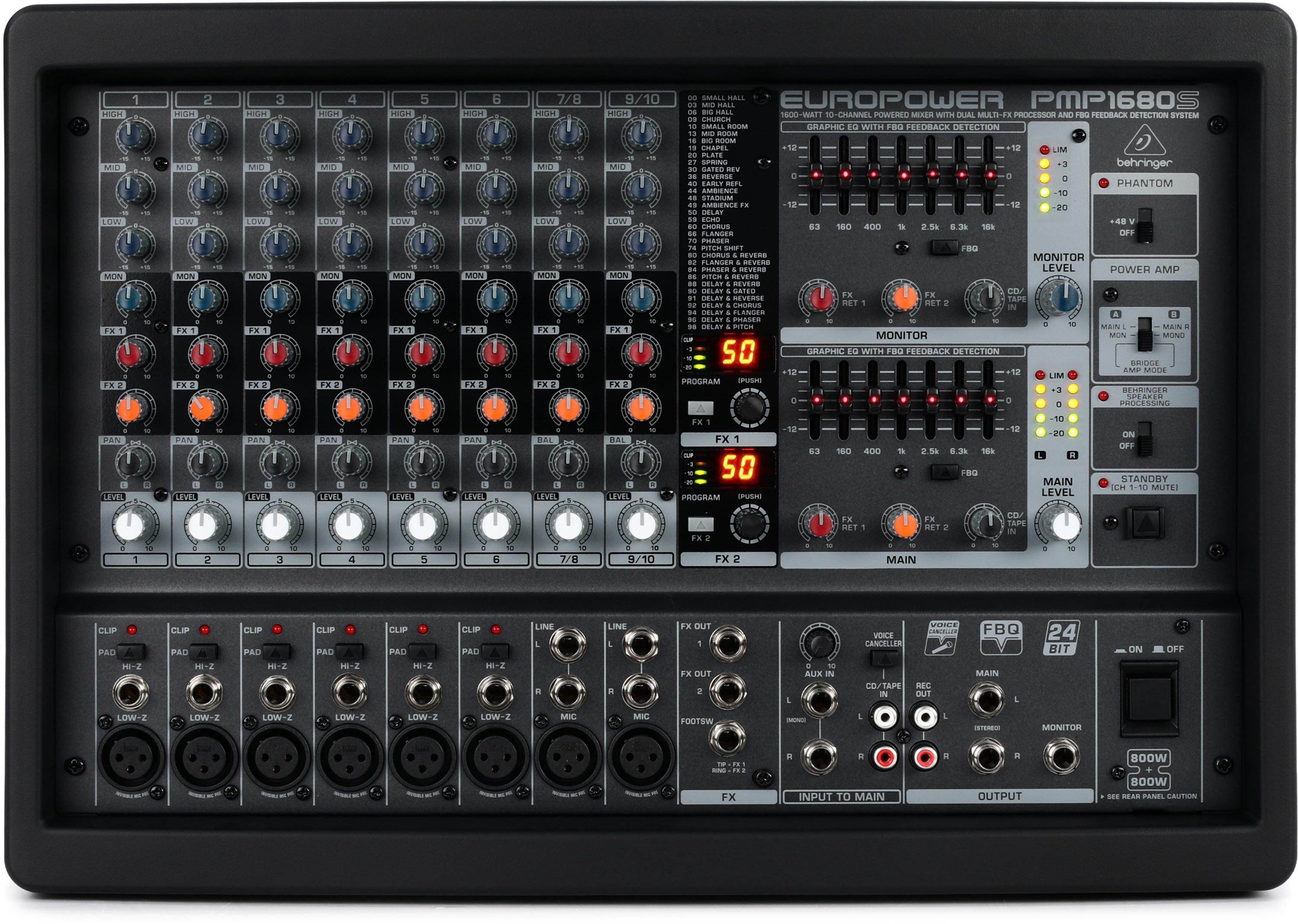 Behringer Europower PMP1680S 10-channel 1600W Powered Mixer