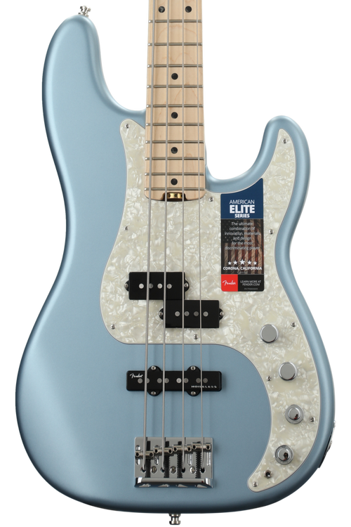 Fender American Elite Precision Bass - Satin Ice Blue Metallic w 