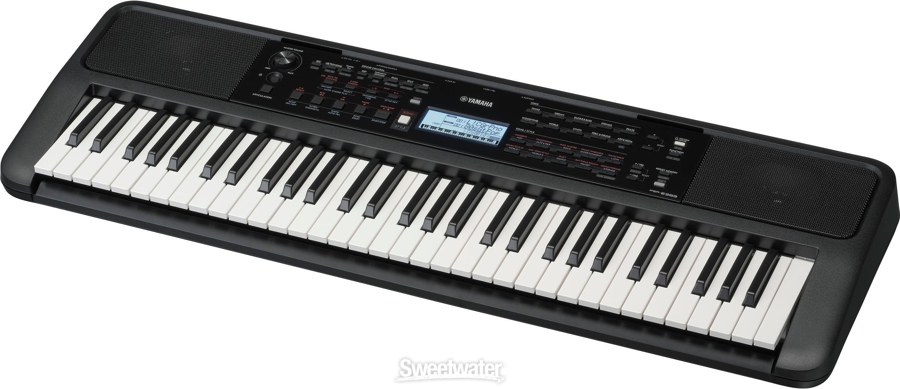 Yamaha PSRE383 61-key Mid-range Portable Keyboard with PA130 Power 