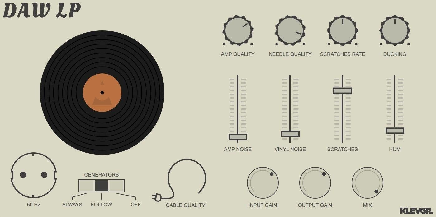 Bundled Item: Klevgrand DAW LP Vinyl Player Simulation Plug-in