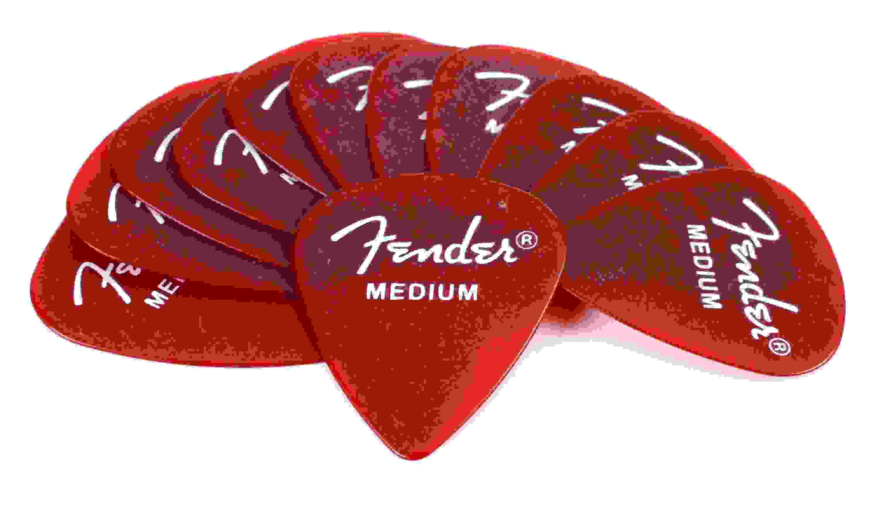 Fender California Clear Picks 12-pack - Medium Candy Apple Red
