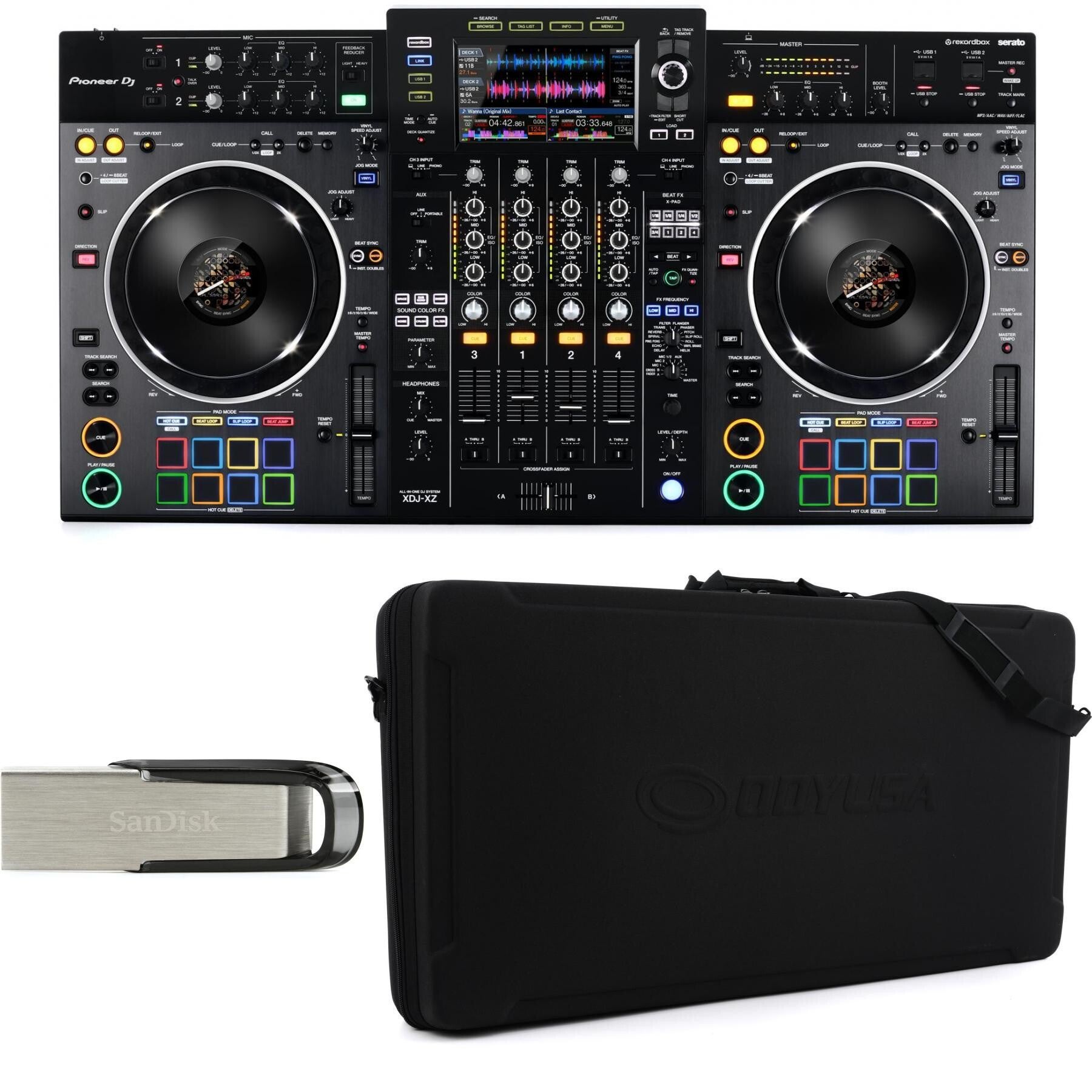 Pioneer DJ XDJ-XZ Digital DJ System with Carrying Case and Flash Drive