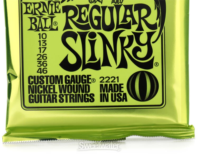 Ernie Ball 2221 Regular Slinky Nickel Wound Electric Guitar Strings -  .010-.046