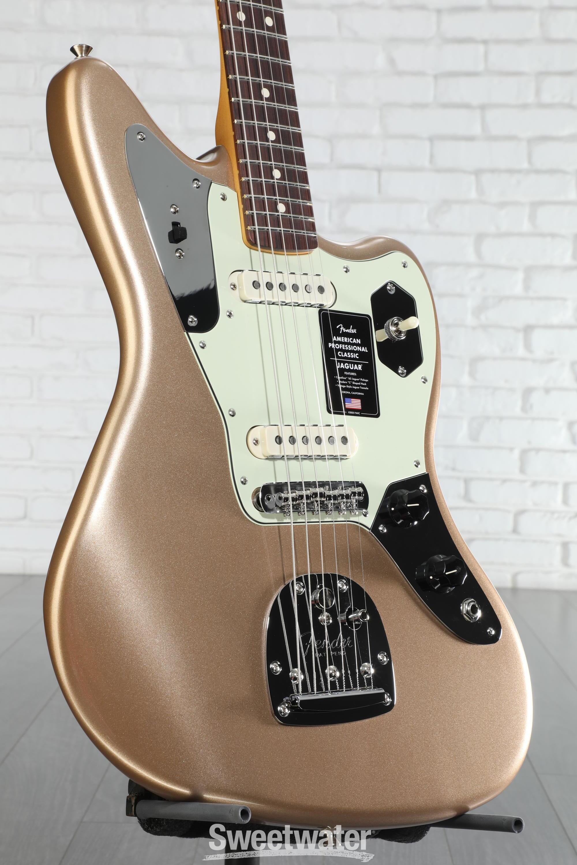 Photo of Fender American Professional Classic Jaguar Electric Guitar - Faded Firemist Gold