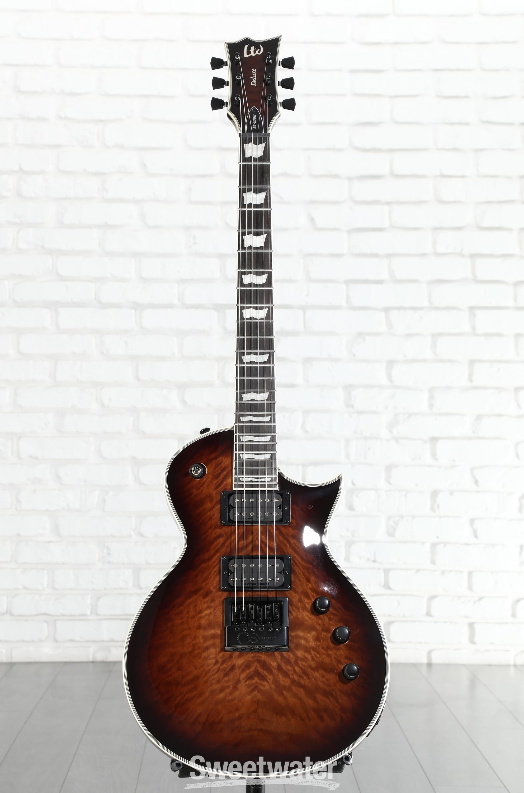 ギター ESP LTD Deluxe EC-1000 Evertune ESP LTD EC-1000 EverTune, Quilted Maple Top, Dark Brown Sunburst