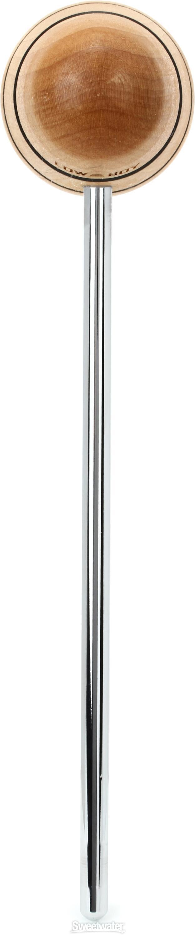 Low Boy Wood Bass Drum Beater - Natural with Black Stripes