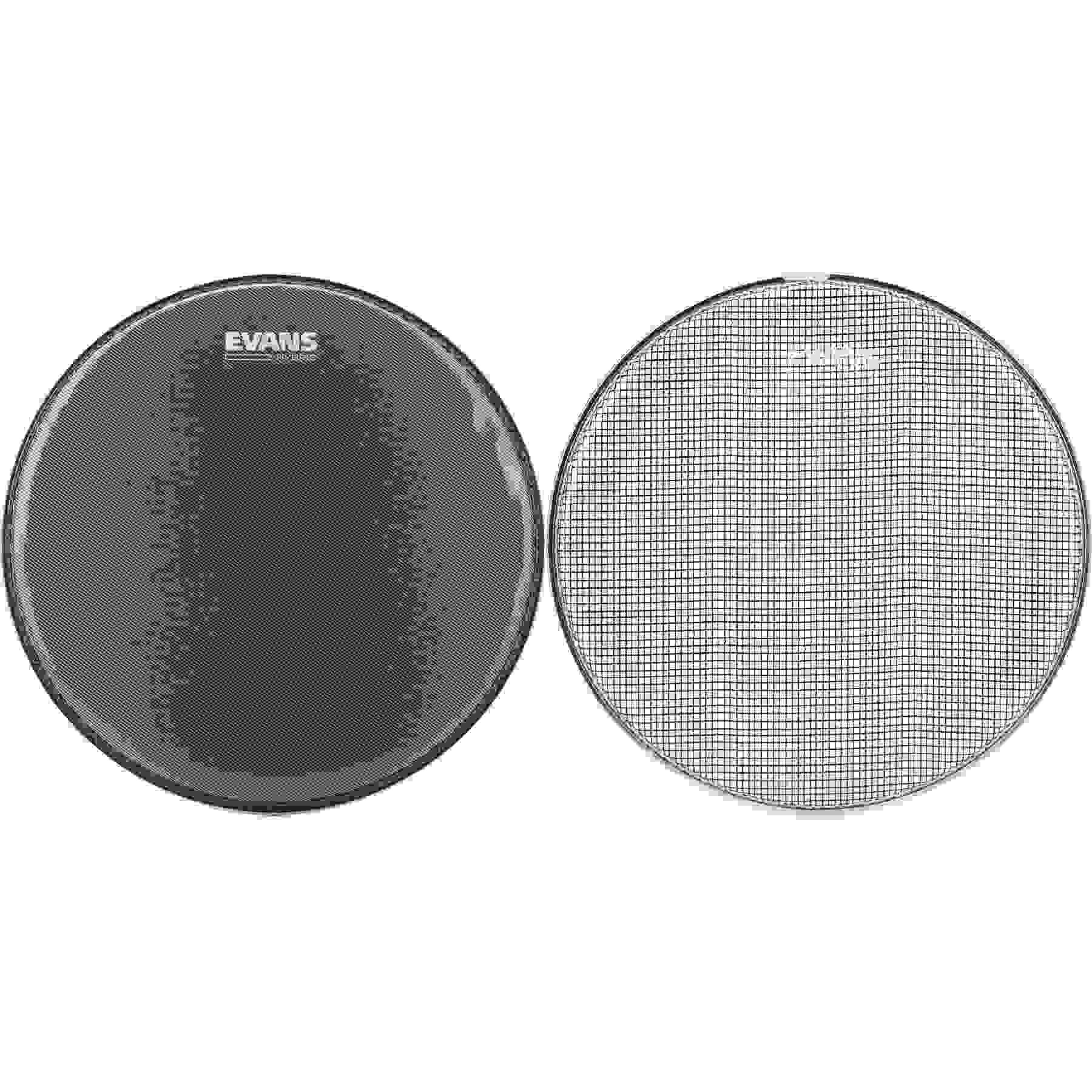 Evans Hybrid Grey Marching Snare Head with Snare Side Hybrid Marching Drumhead - 14-inch