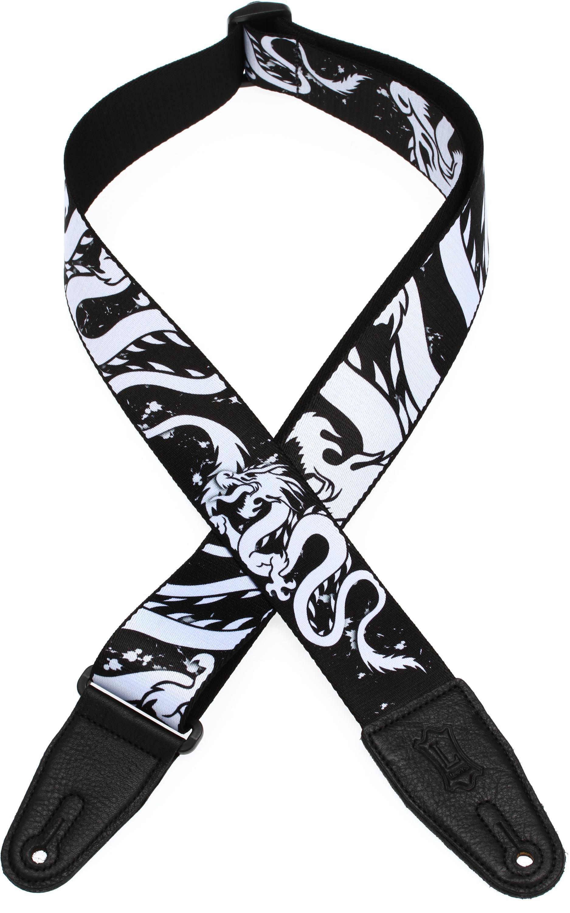 Levy's MPD2 Polyester Guitar Strap - Black and White Dragon | Sweetwater