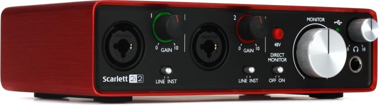 Interfaz de audio USB Focusrite Scarlett 2i2 con envío gratuito - Impulse  Music Co.