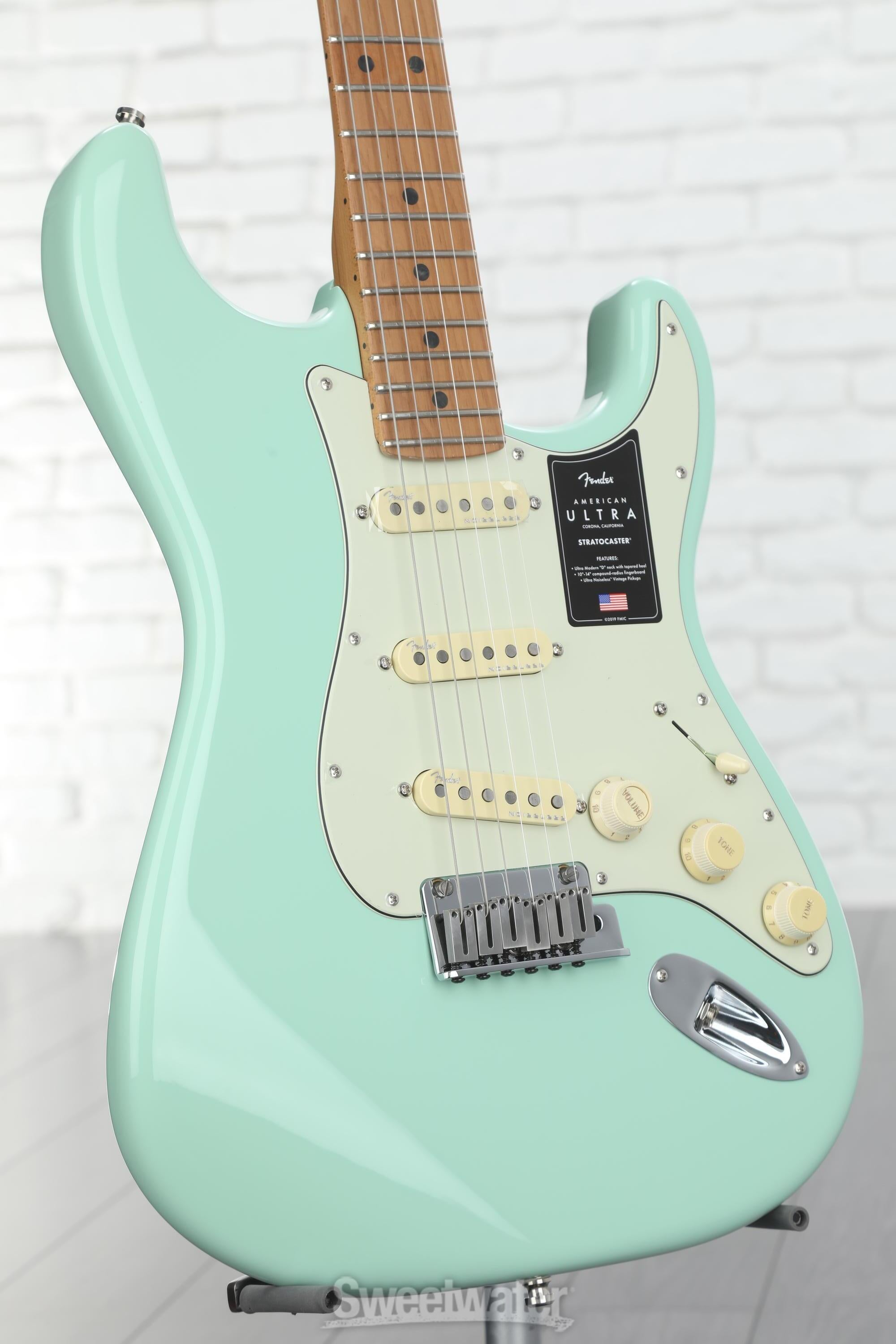 Fender American Ultra Stratocaster Electric Guitar - Surf Green with  Roasted Maple Fingerboard