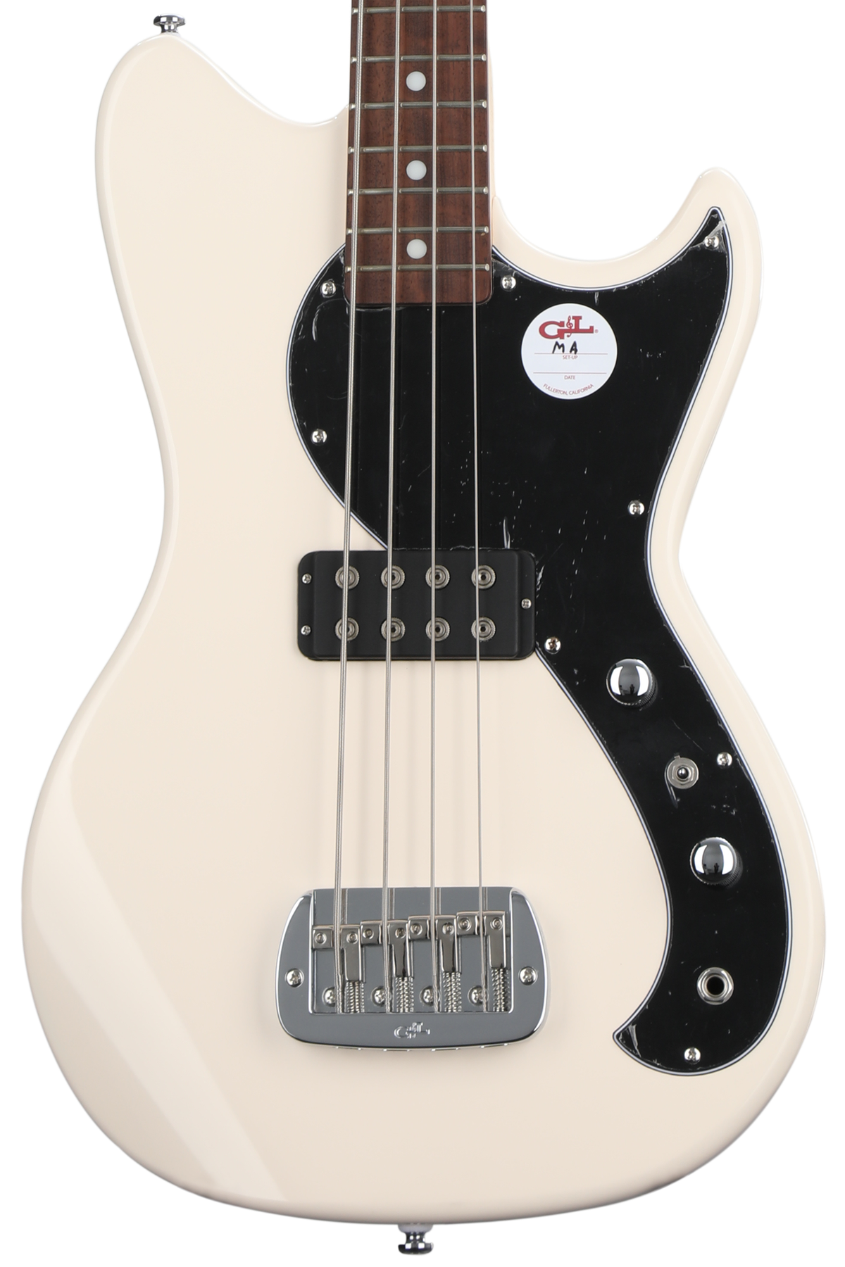 G&L Tribute Fallout Short Scale Bass Guitar - Olympic White | Sweetwater