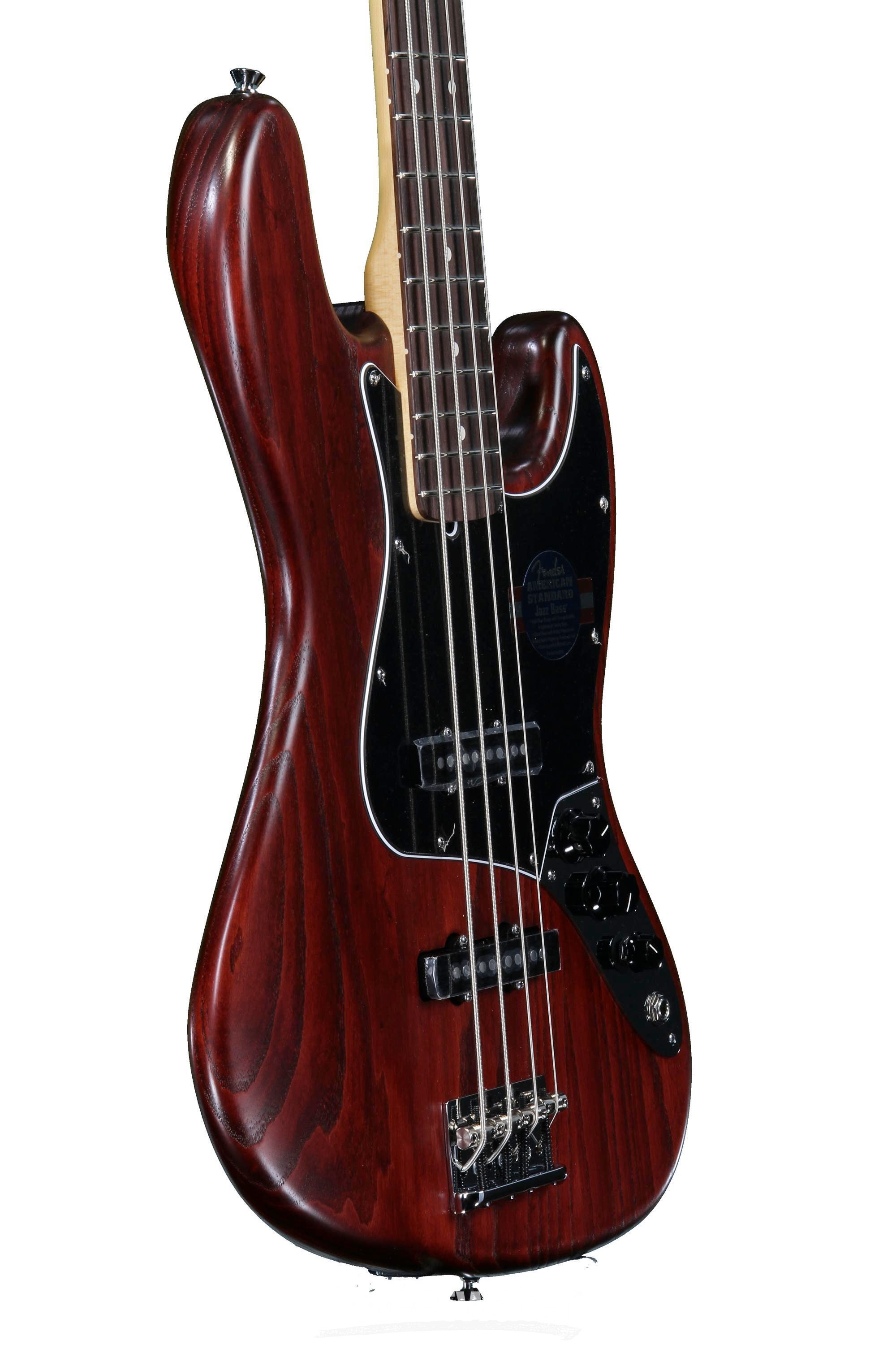 Fender American Standard Hand-stained Ash Jazz Bass - Wine Red FSR