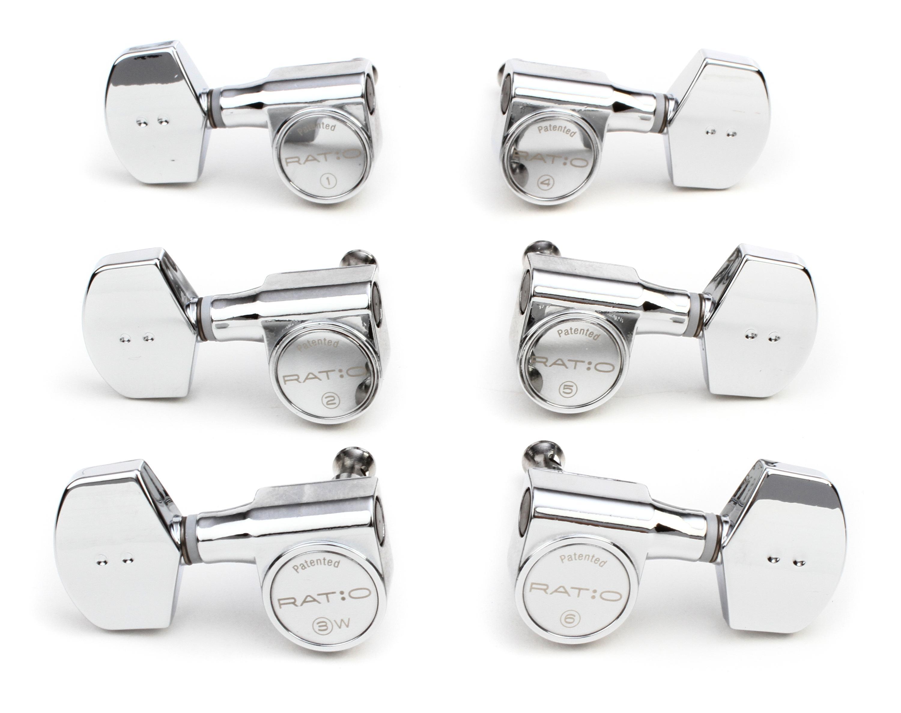 Graph Tech PRN-2411-CO Ratio Acoustic 3+3 Tuned Machine Heads -  Contemporary Style / Chrome Finish