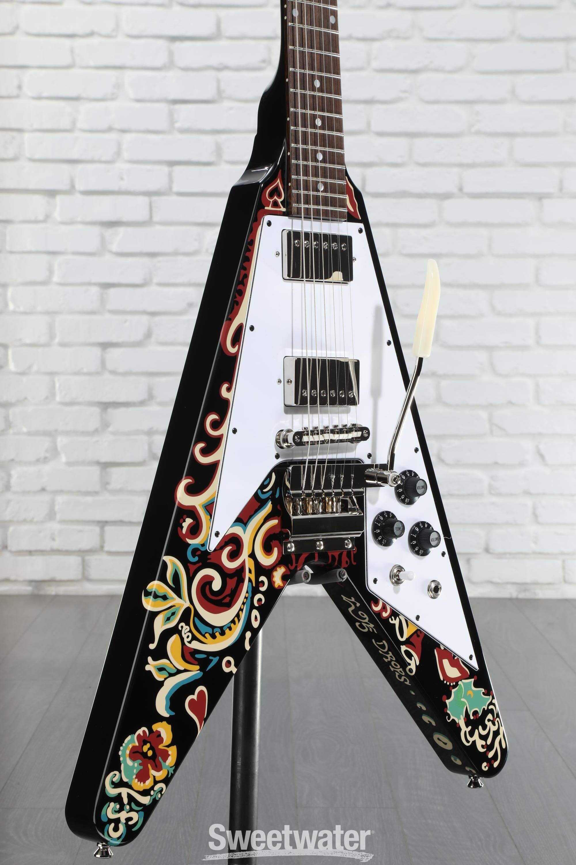 Epiphone Jimi Hendrix "Love Drops" Flying V Electric Guitar - Ebony