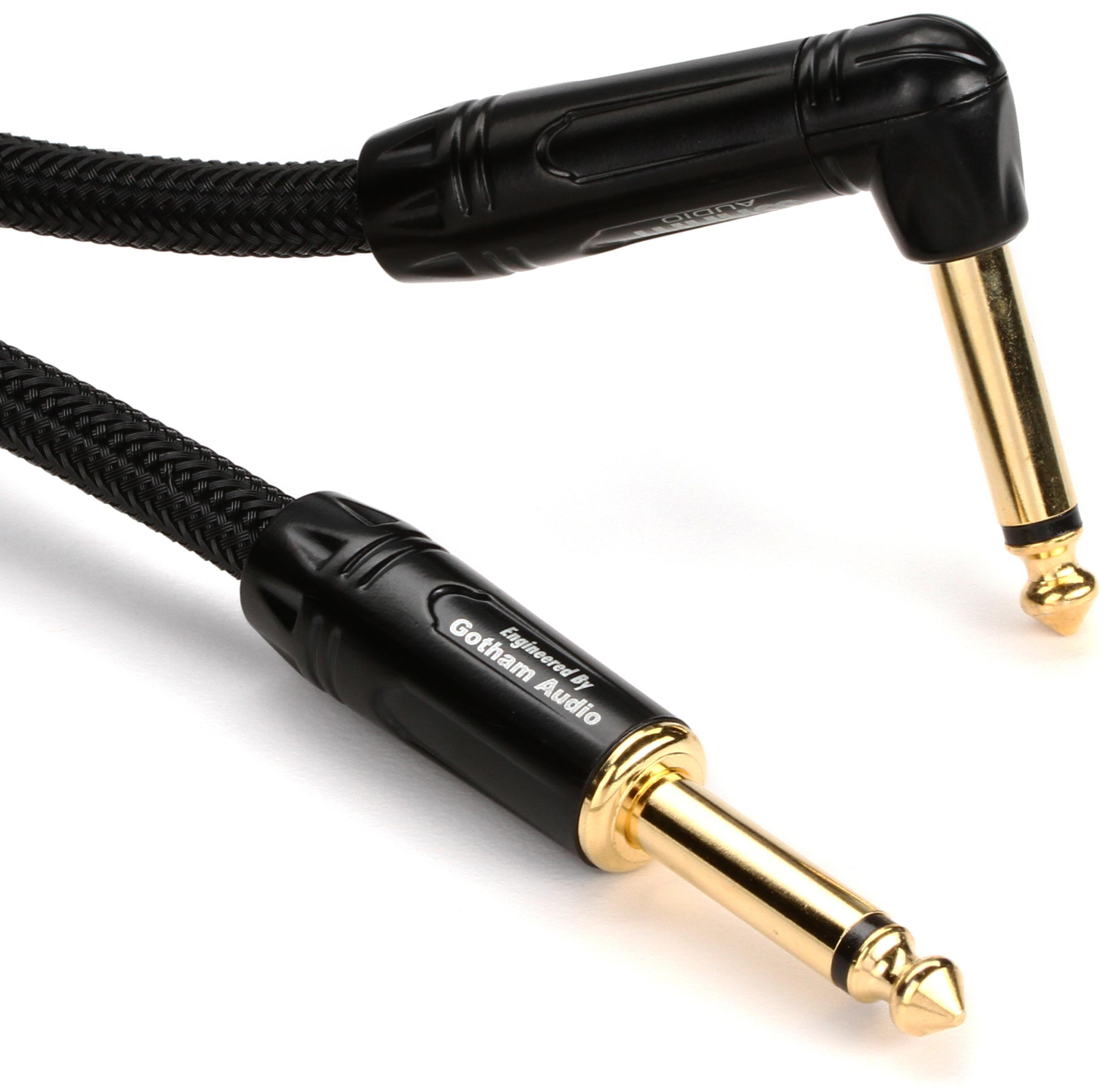 Photo of Warm Audio Prem-TS-1RT-10' Premier Gold Straight to Right Angle Instrument Cable - 10-foot