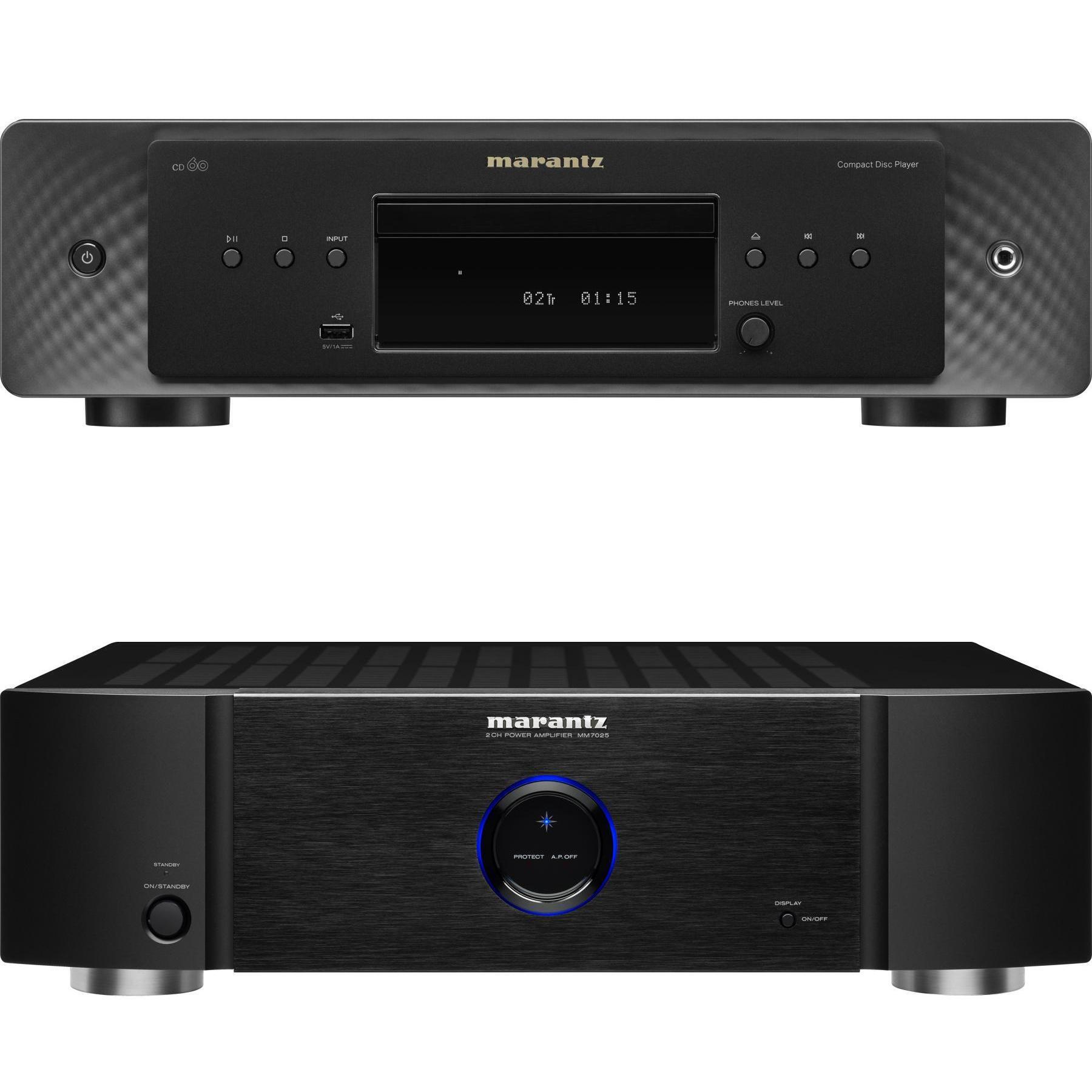 Marantz CD 60 CD Player and MM7025 Power Amplifier - Black