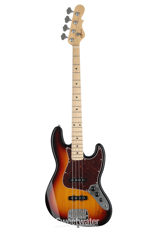 G&L Fullerton Deluxe JB Bass Guitar - 3-Tone Sunburst with Maple