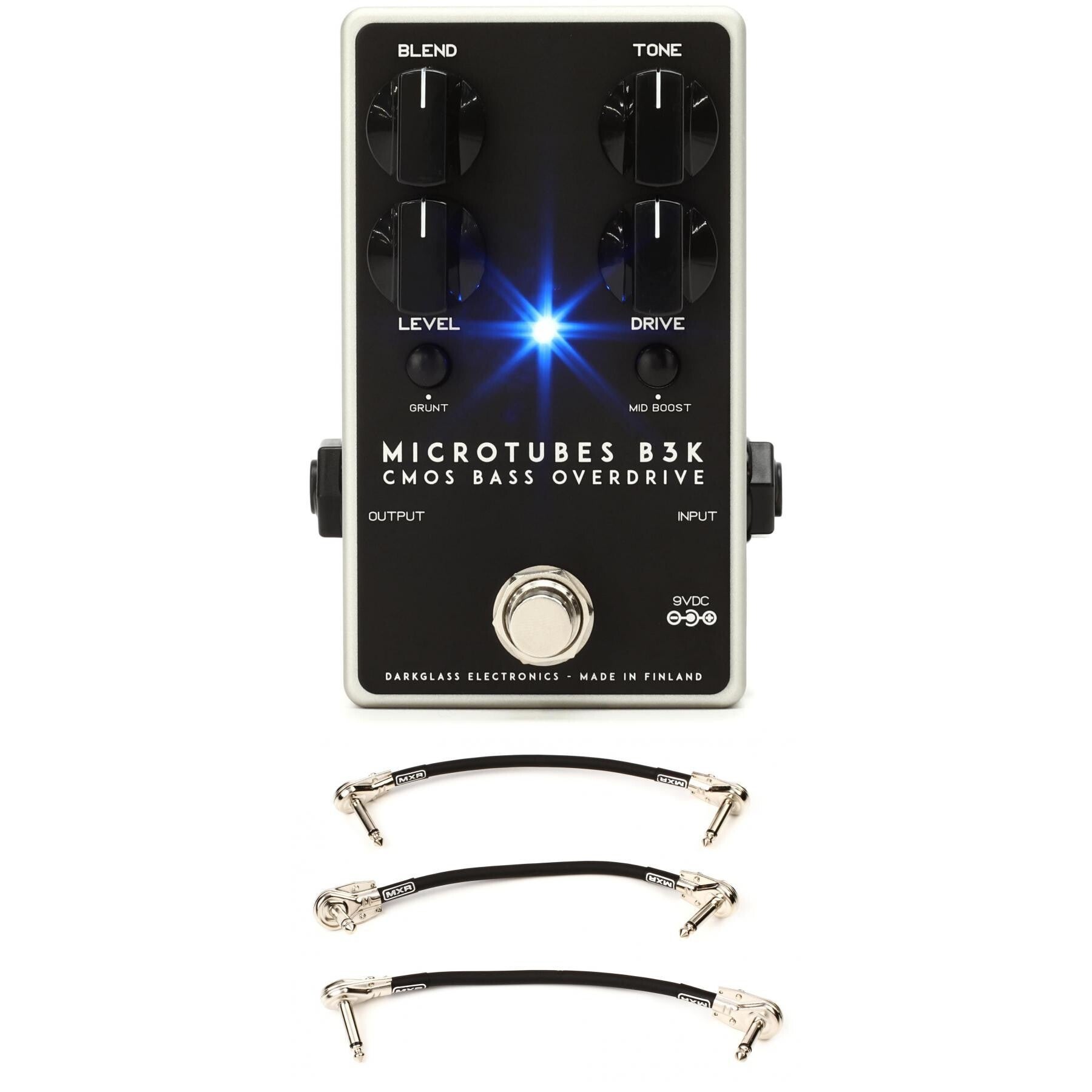 Darkglass Microtubes B3K V2 Bass Preamp Pedal with 3 Patch Cables
