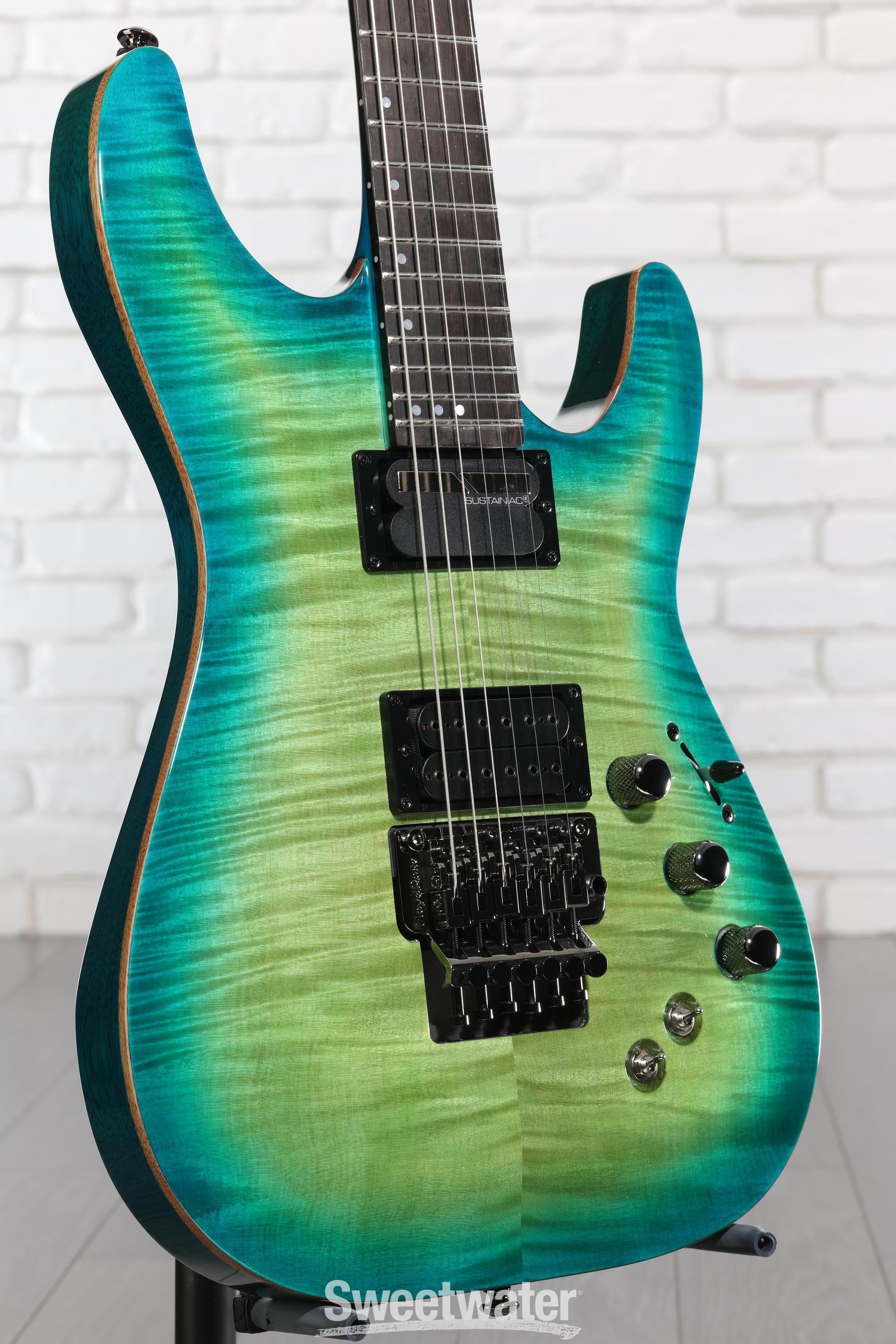 Photo of Schecter BlackJack SLS C-1 FR-S Electric Guitar - Aquaburst - Sweetwater Exclusive