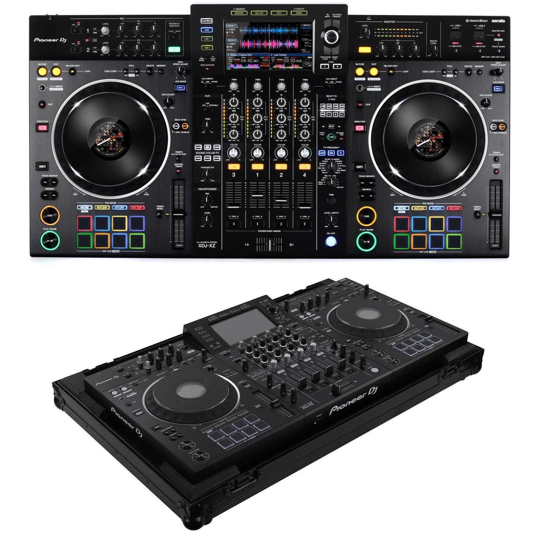 Pioneer DJ XDJ-XZ Digital DJ System with Odyssey Low-profile Hard 