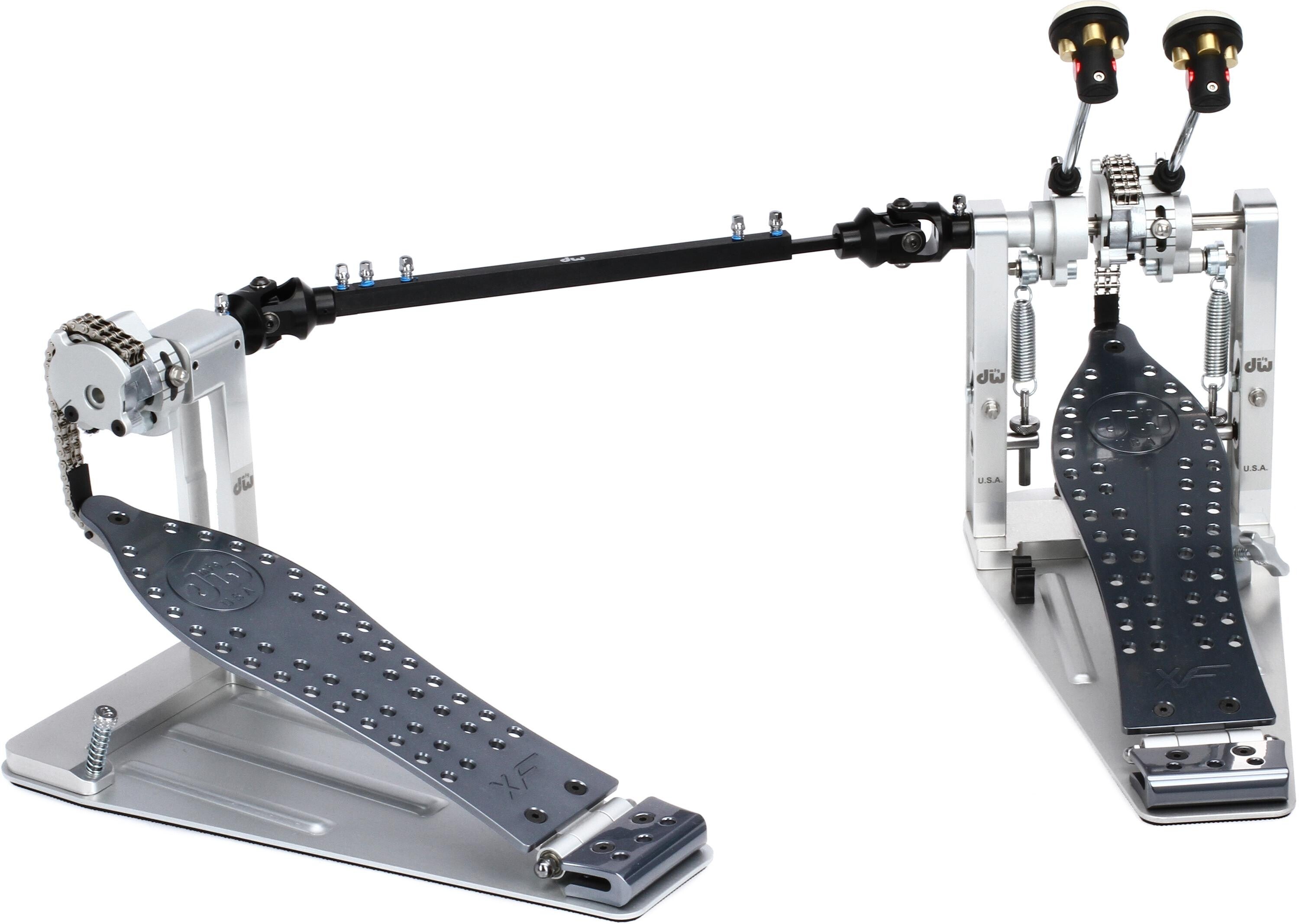 DW DWCPMCD2XF MCD Machined Chain Drive Double Bass Drum Pedal with Extended  Footboard - Polished