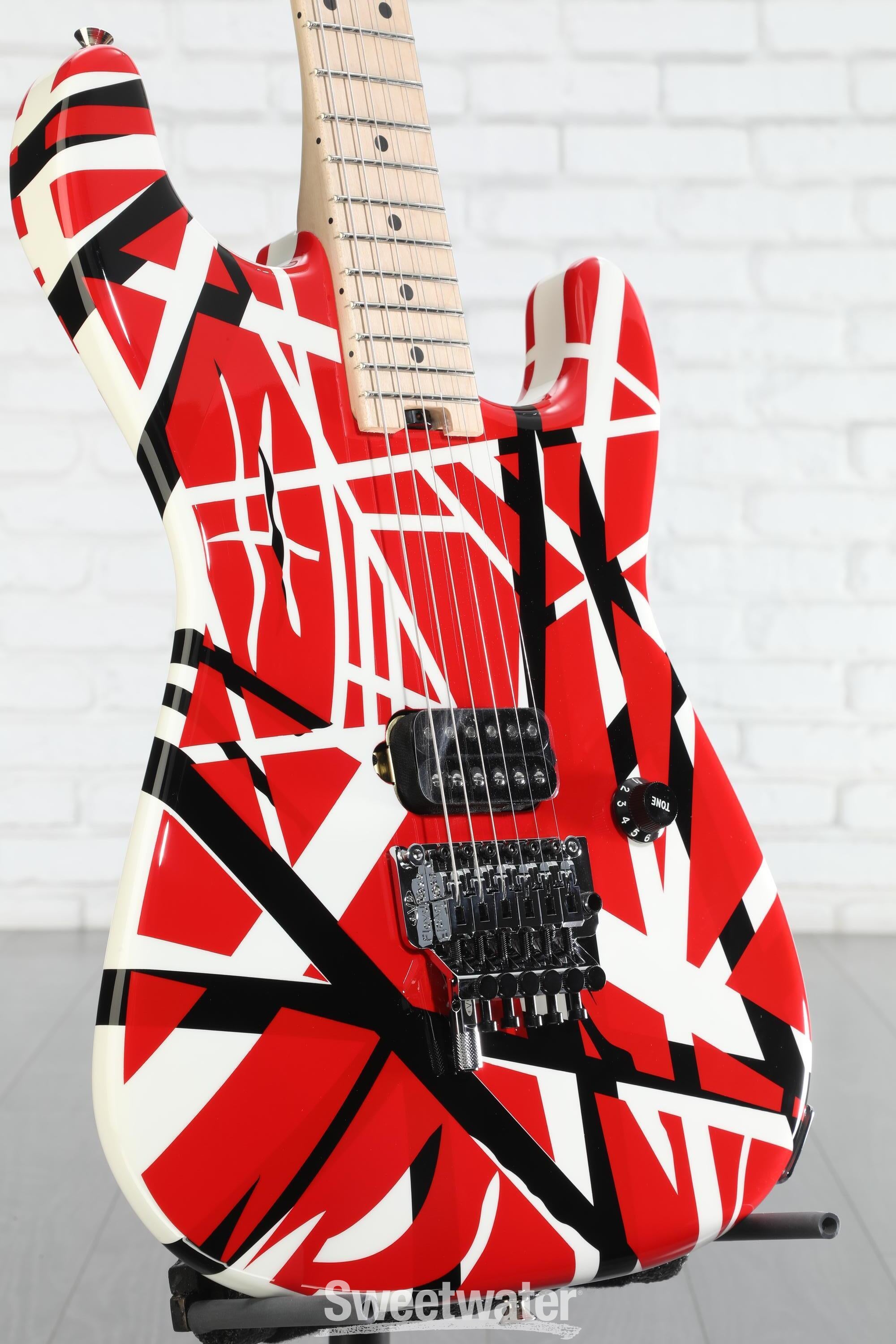 EVH Striped Series - Red with Black and White Stripes | Sweetwater