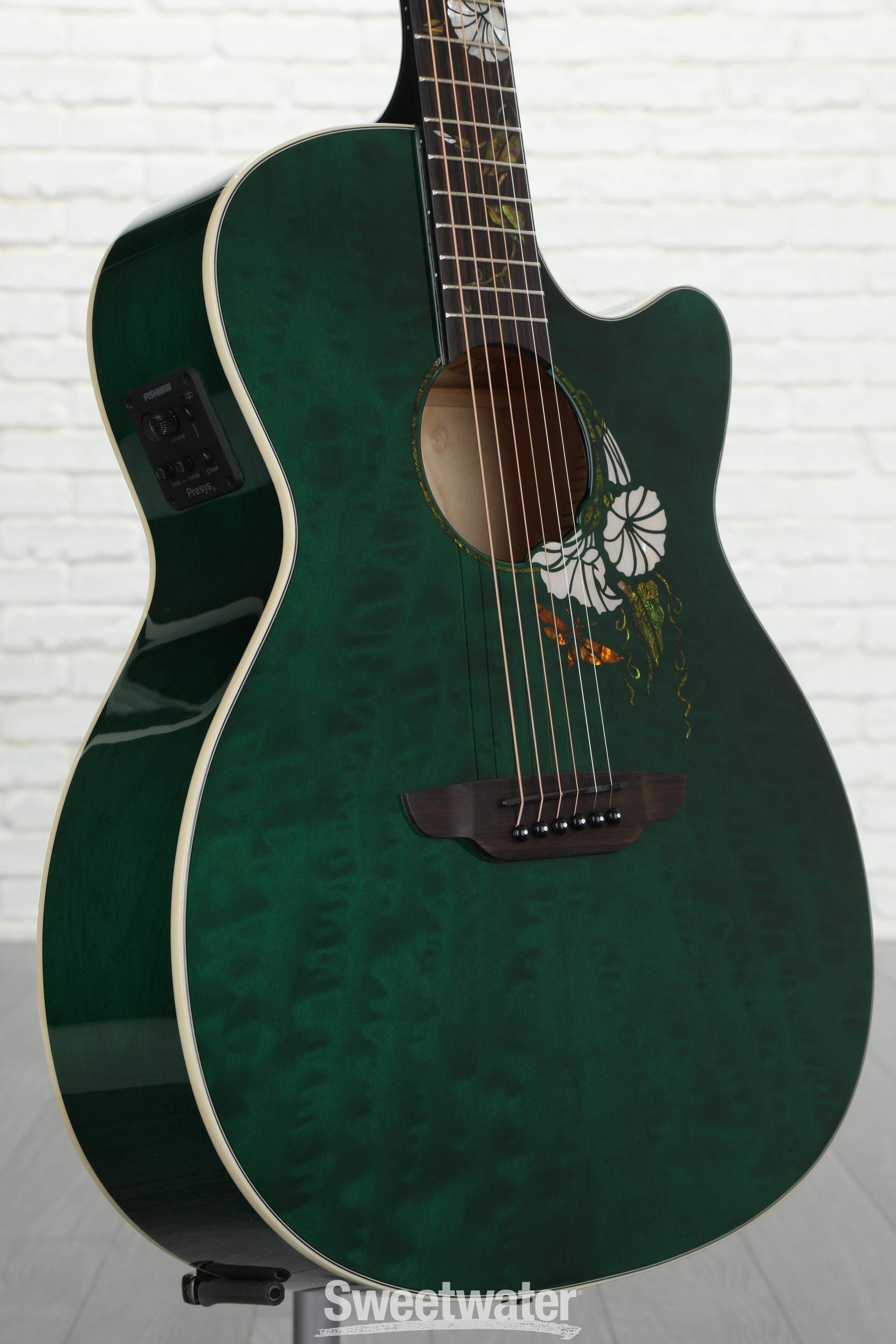 Luna Flora Moonflower Folk Acoustic-electric Guitar - Transparent ...