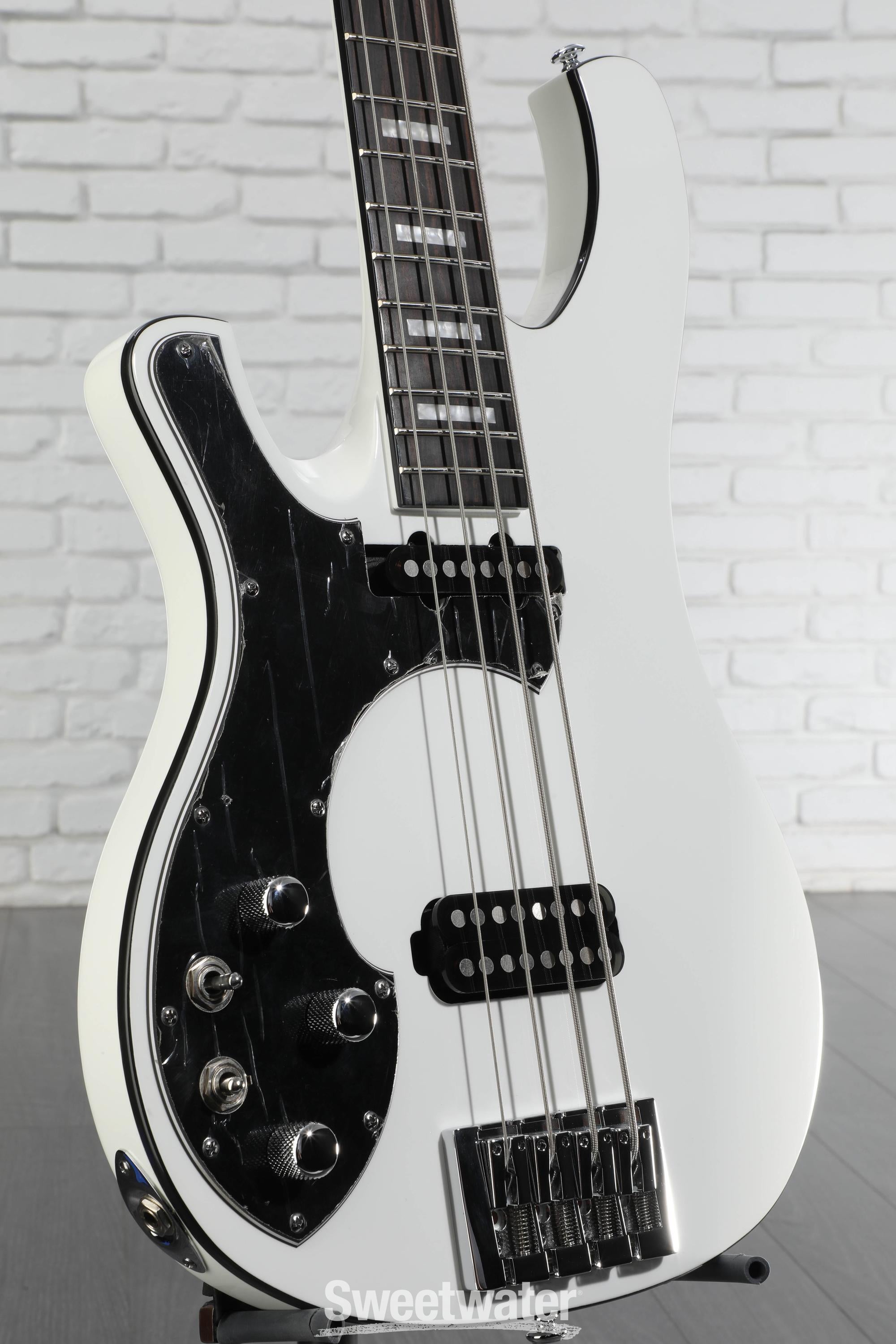 Photo of Schecter Stargazer 4 Left-handed Bass Guitar - Gloss White
